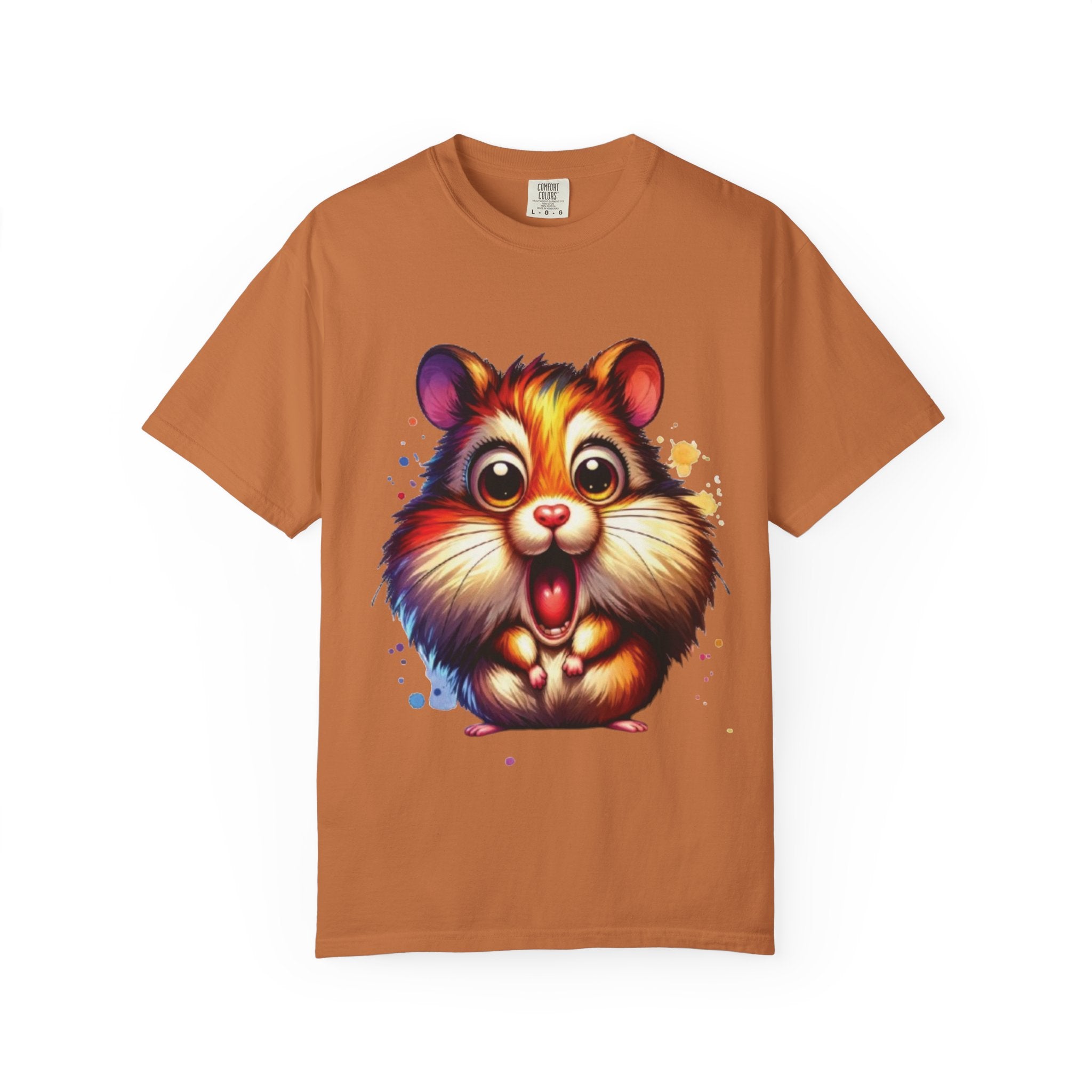 Adorable Shocked Hamster T-Shirt | Cute Cartoon Hamster Graphic | Color Splash Animal Tee
