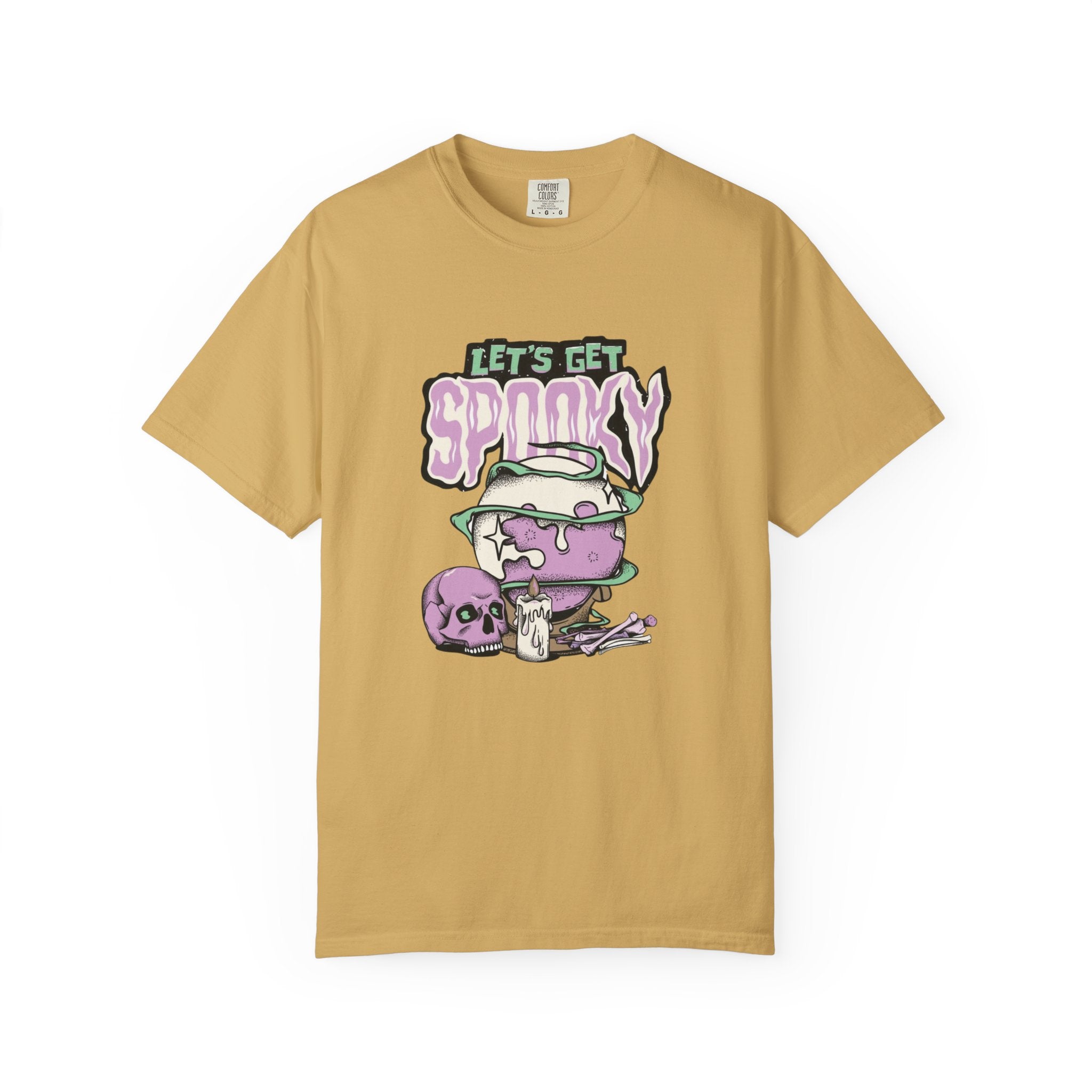 Let’s Get Spooky T-Shirt – Witchy Cauldron Skull Candle Design