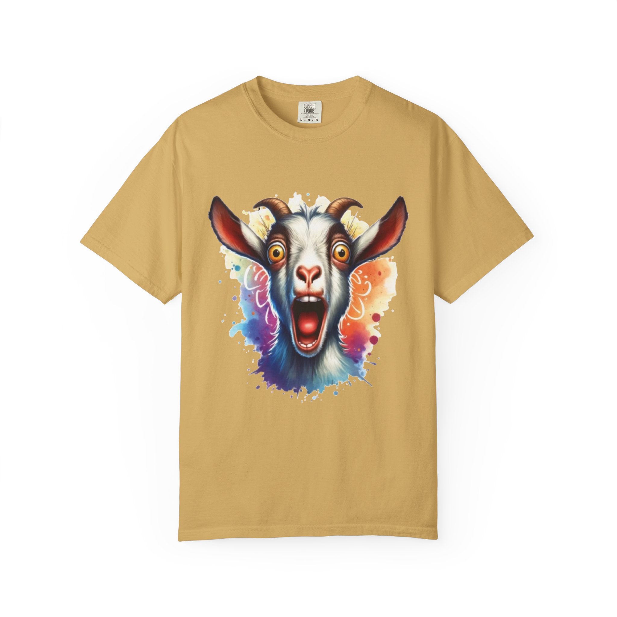 Crazy Goat Cartoon Design – Fun & Whimsical T-Shirt Graphic