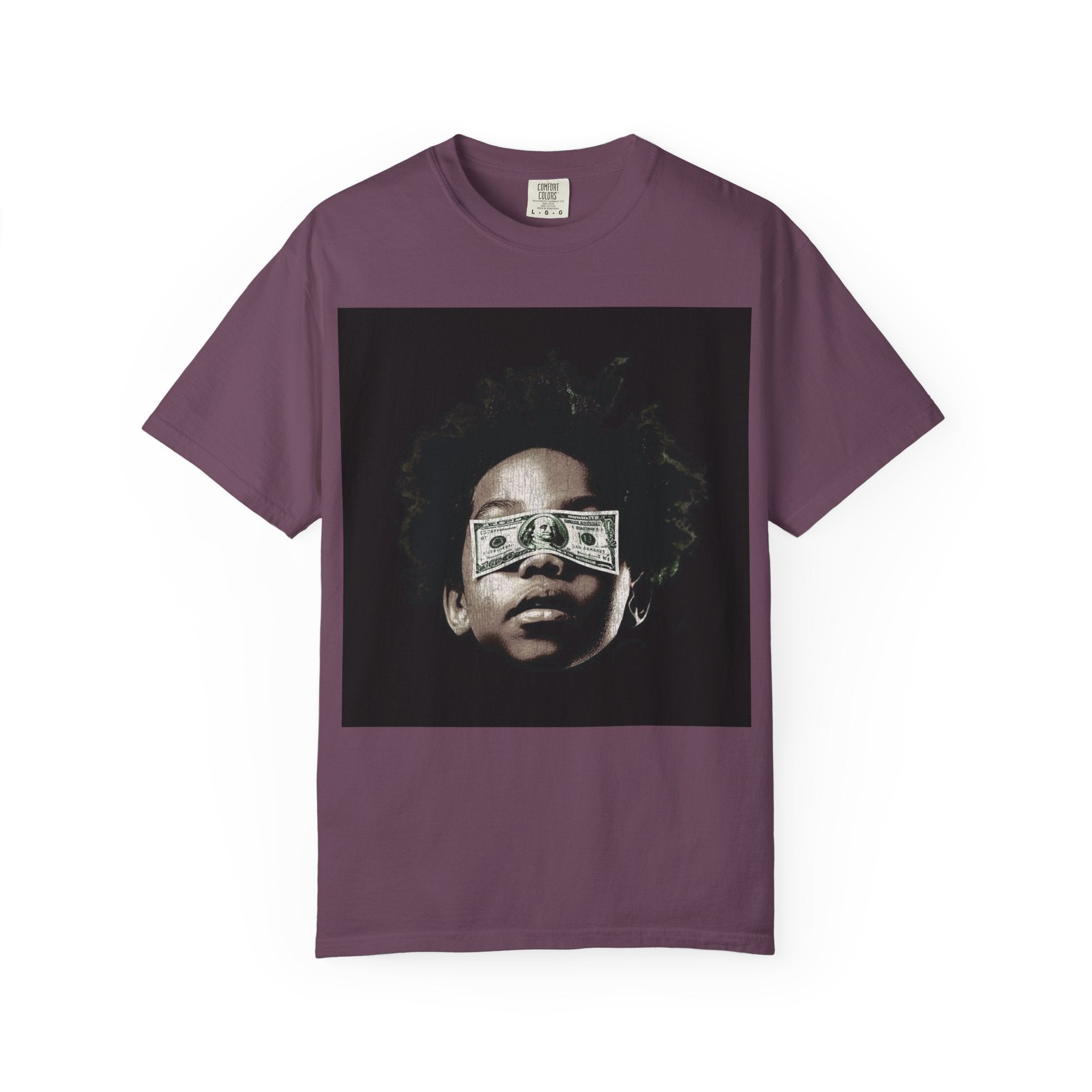 Money Vision Street Art T-Shirt – Bold Afro Urban Commentary Design