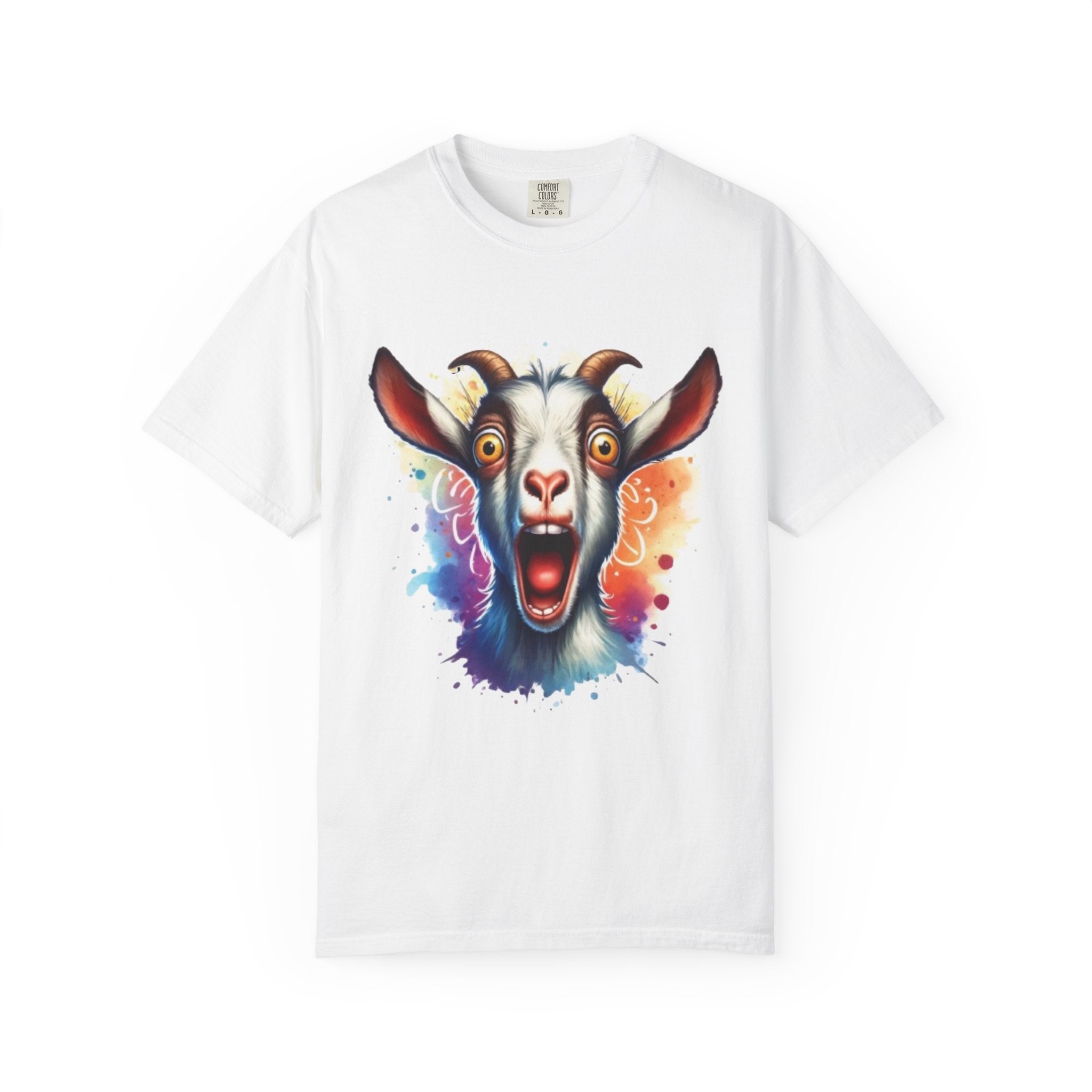 Crazy Goat Cartoon Design – Fun & Whimsical T-Shirt Graphic