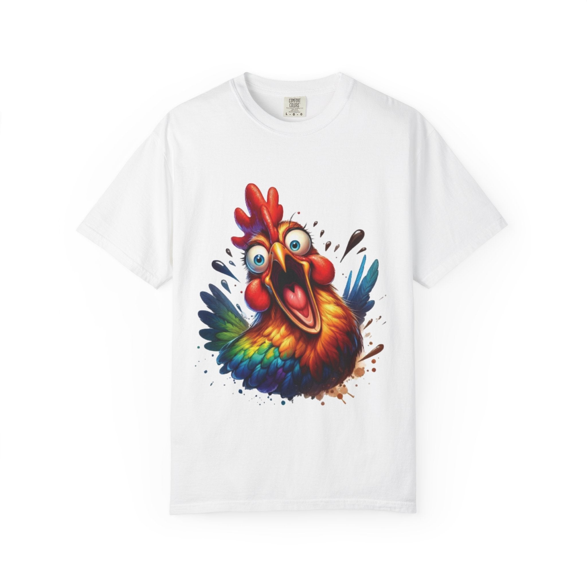 Hilarious Screaming Chicken – Chaotic Poultry Panic Meme T-Shirt