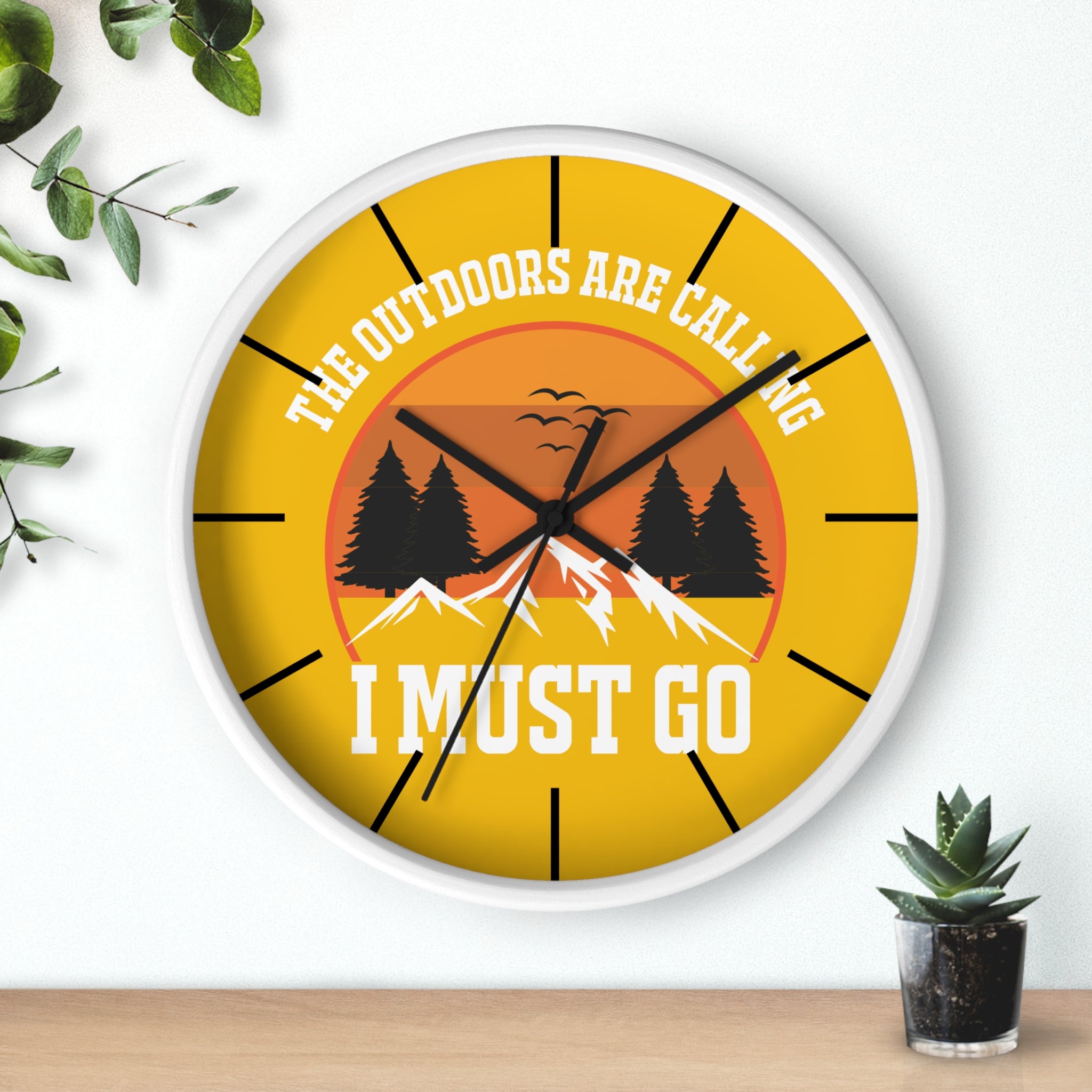 The Outdoors Are Calling I Must Go Wall Clock - Inspiring Nature Scene Decor