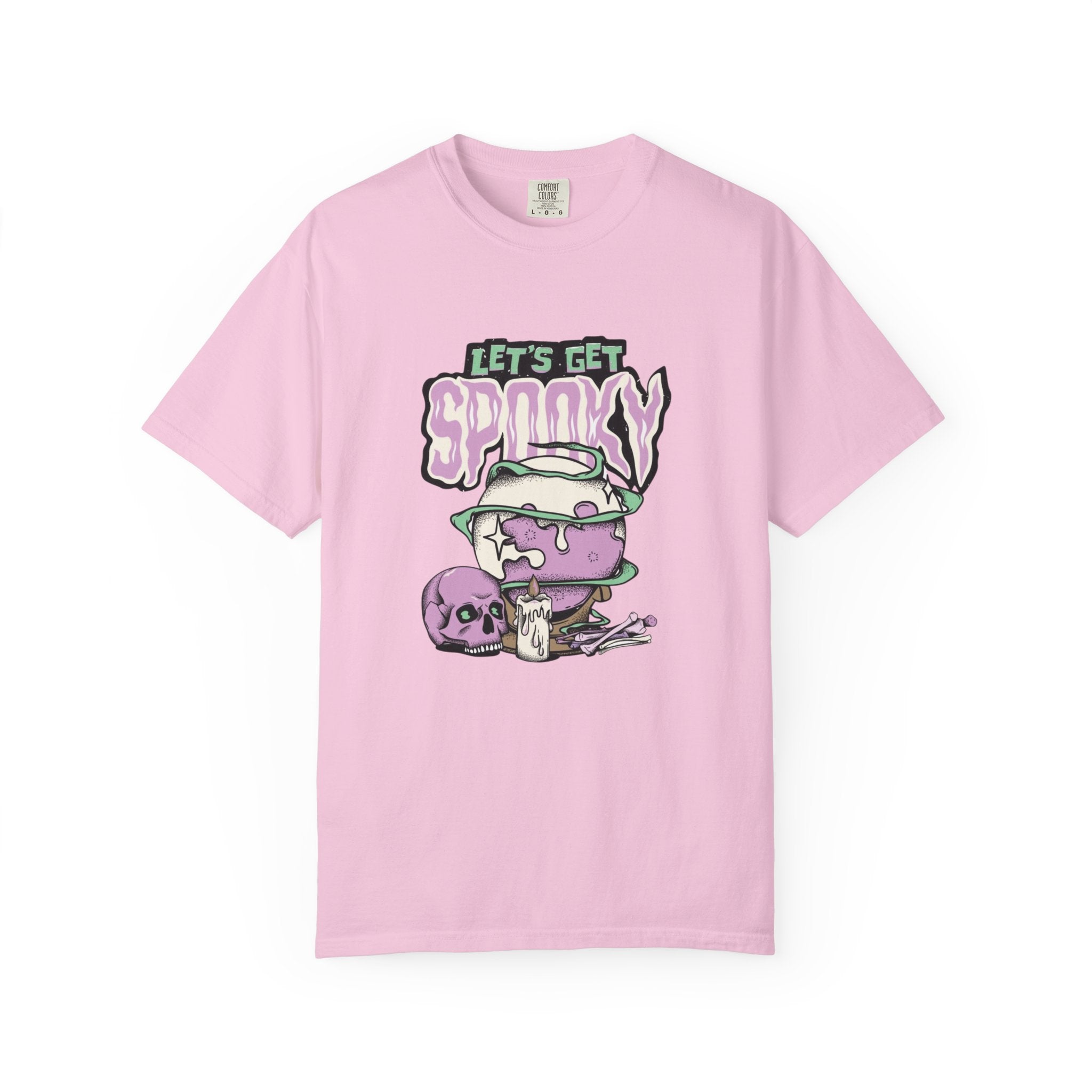 Let’s Get Spooky T-Shirt – Witchy Cauldron Skull Candle Design