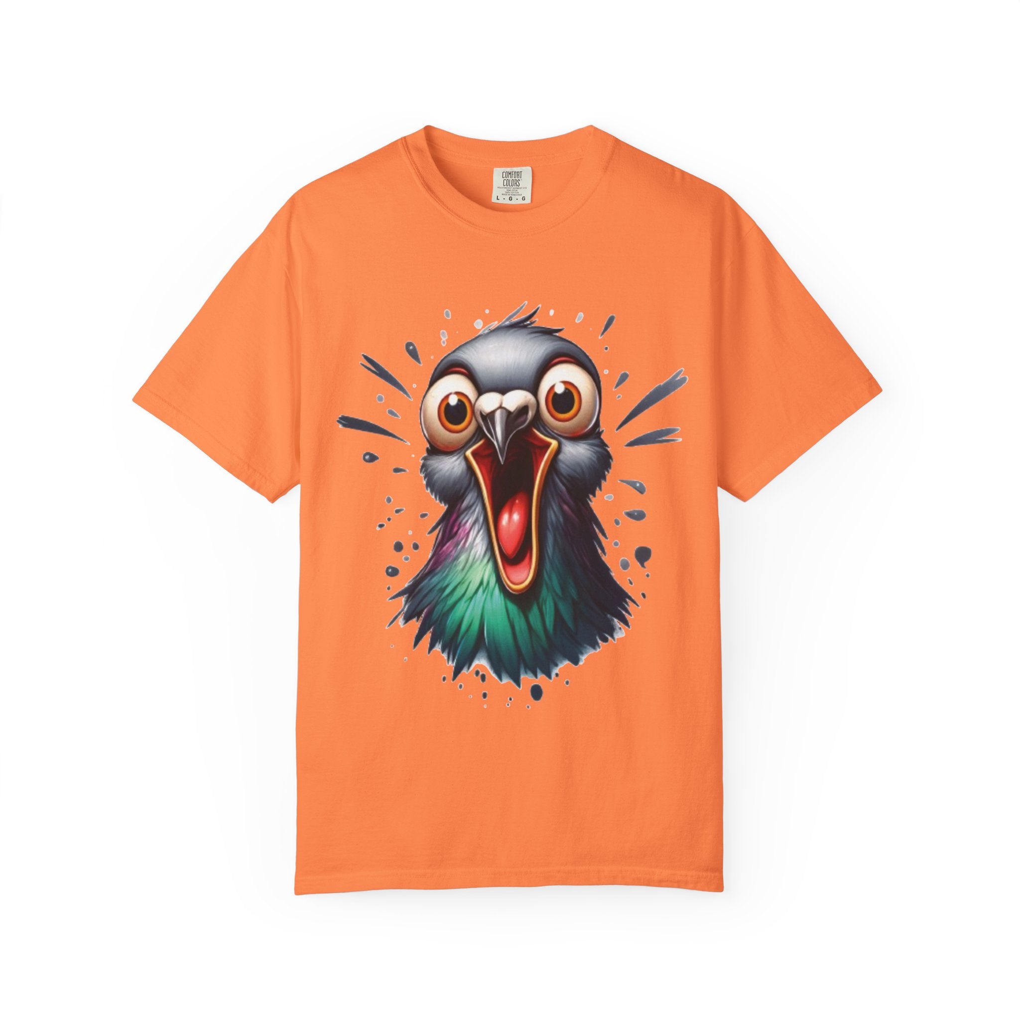 Funny Shocked Pigeon – Urban Chaos Bird Meme T-Shirt