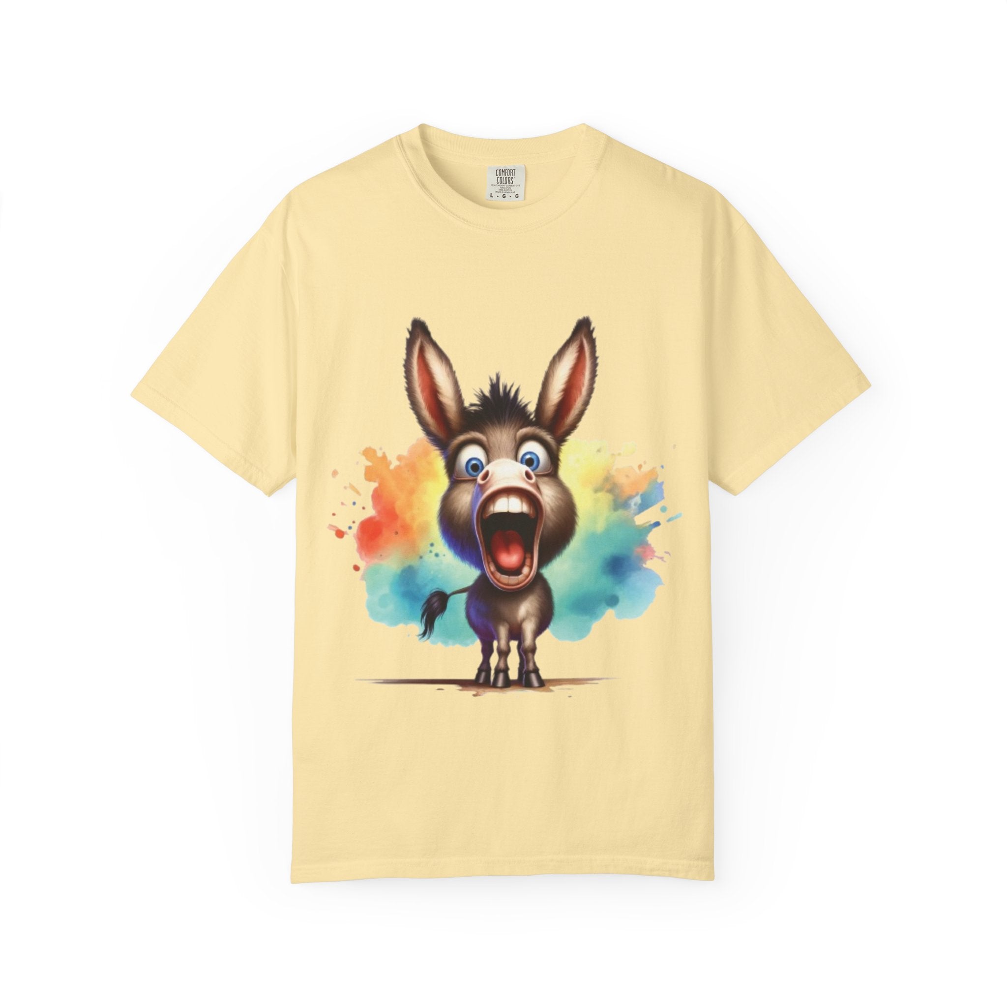 Donkey Cartoon T-Shirt | Funny Donkey Expression Tee | Color Splash Animal Art