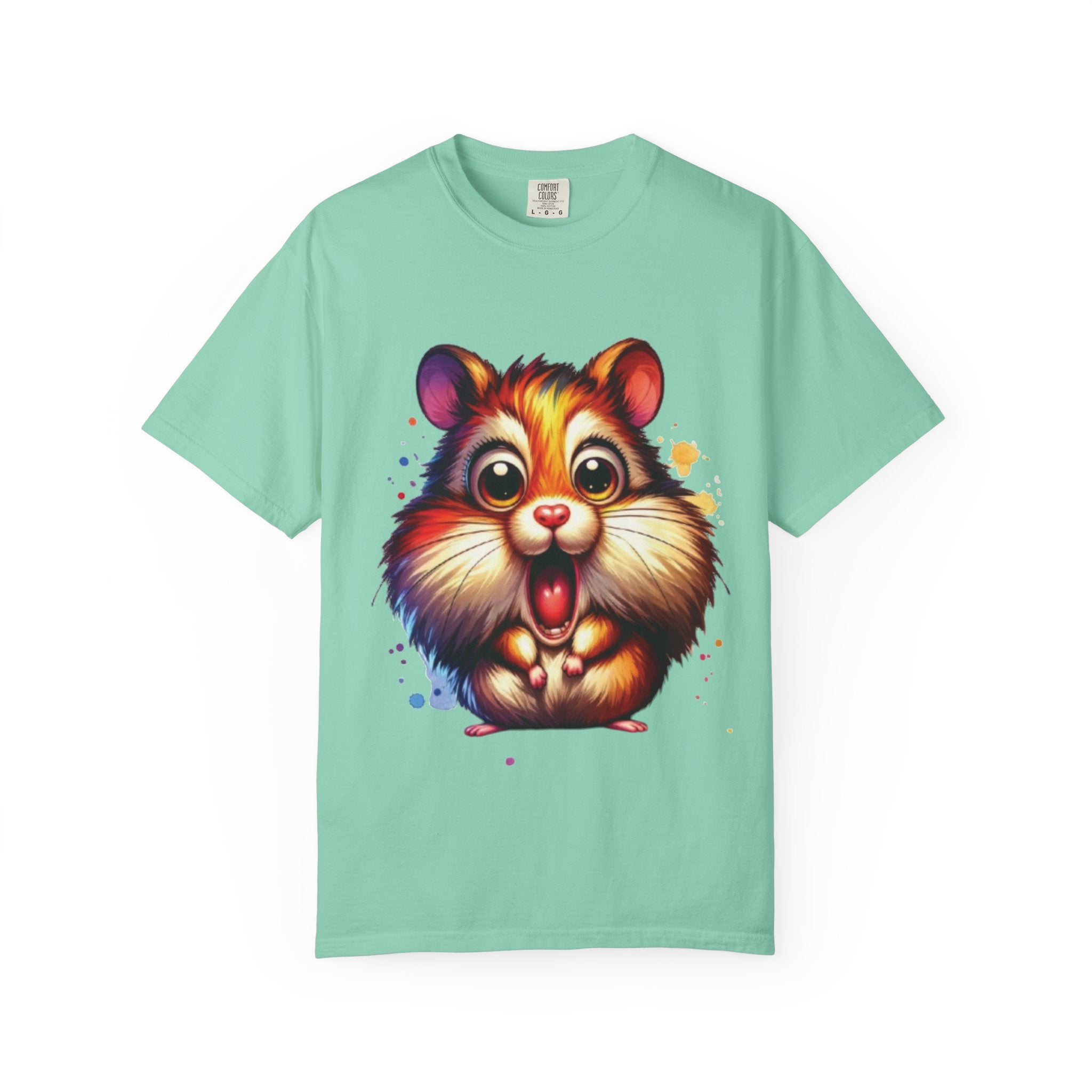 Adorable Shocked Hamster T-Shirt | Cute Cartoon Hamster Graphic | Color Splash Animal Tee