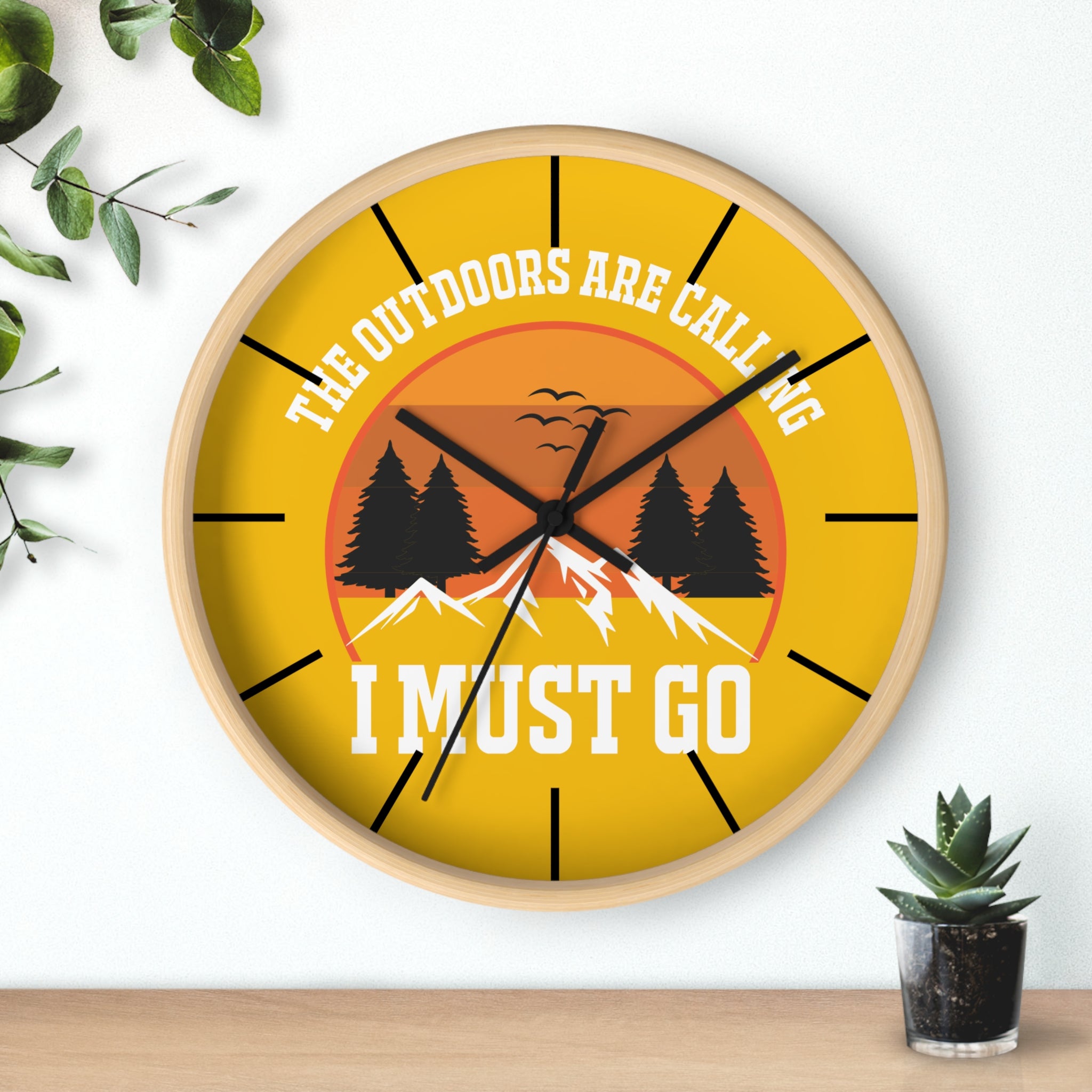 The Outdoors Are Calling I Must Go Wall Clock - Inspiring Nature Scene Decor