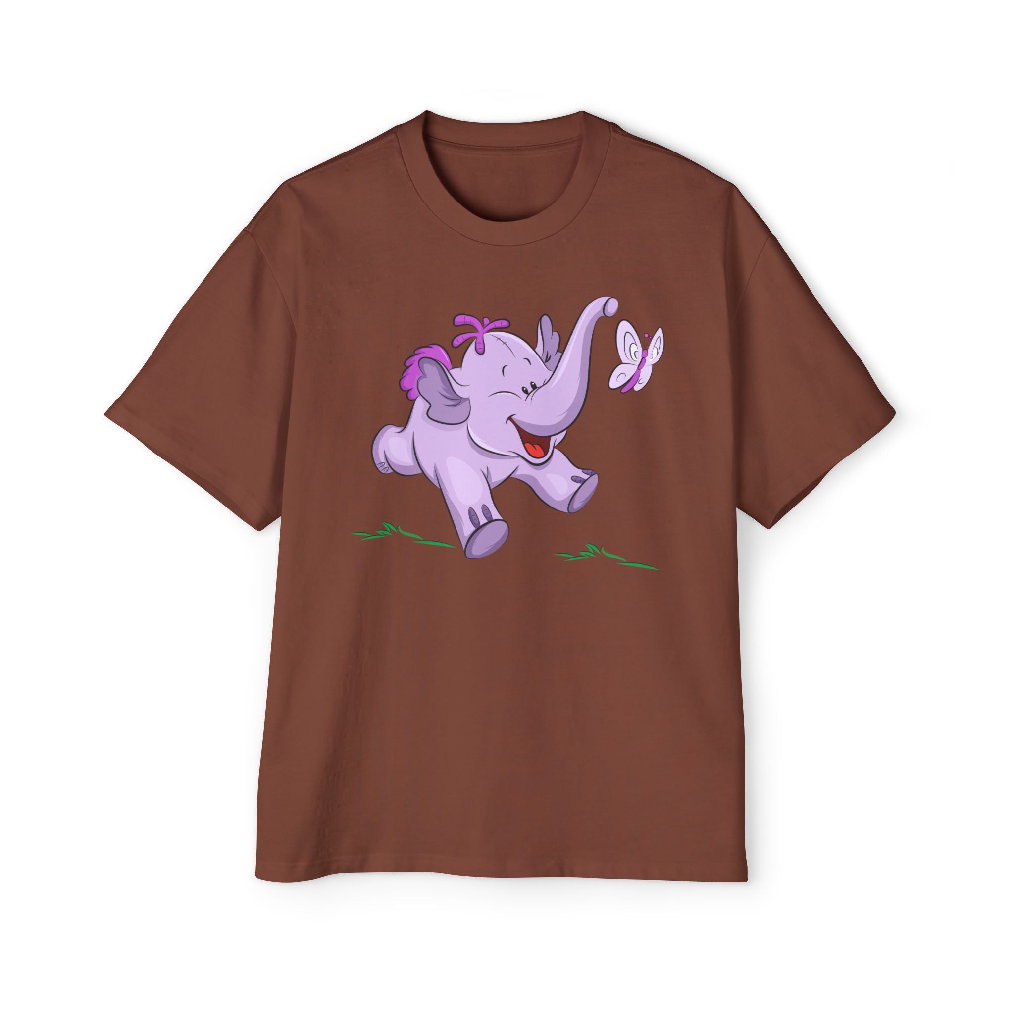 Happy Baby Elephant with Butterfly Cartoon T-Shirt