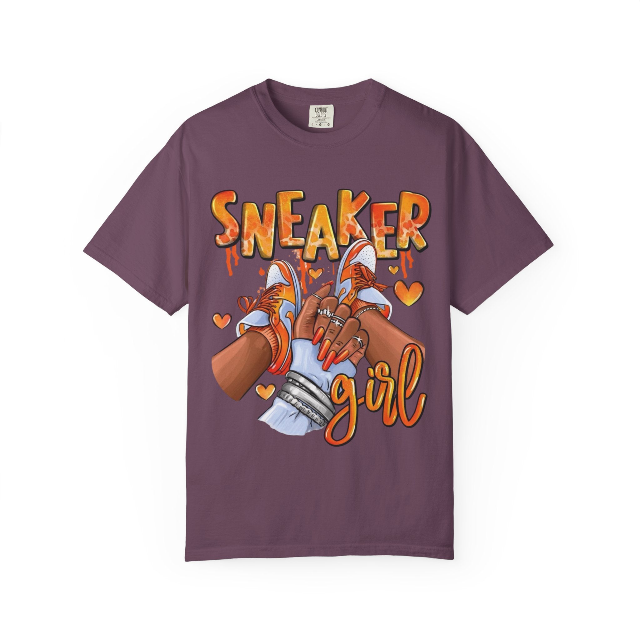 Sneaker Girl Orange Kicks T-Shirt - Fashionable Shoe Lover Tee