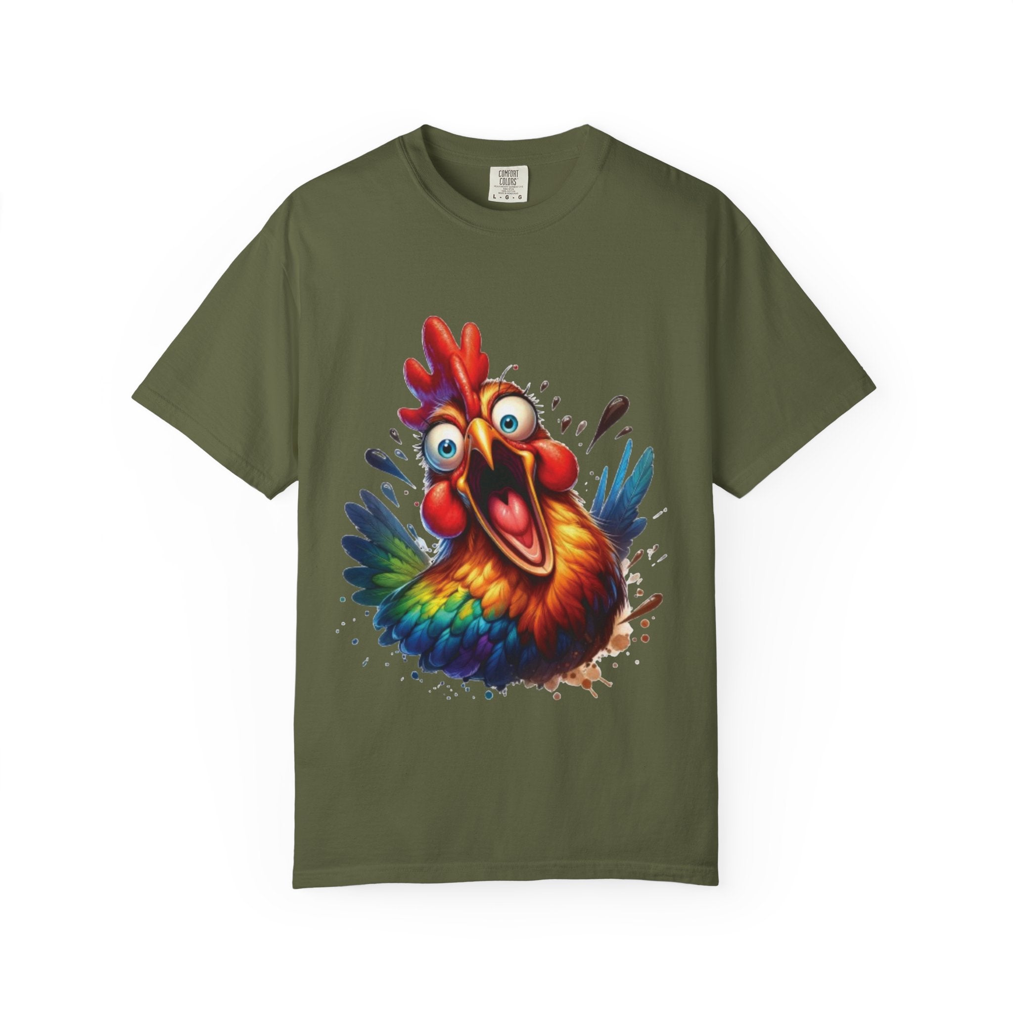 Hilarious Screaming Chicken – Chaotic Poultry Panic Meme T-Shirt
