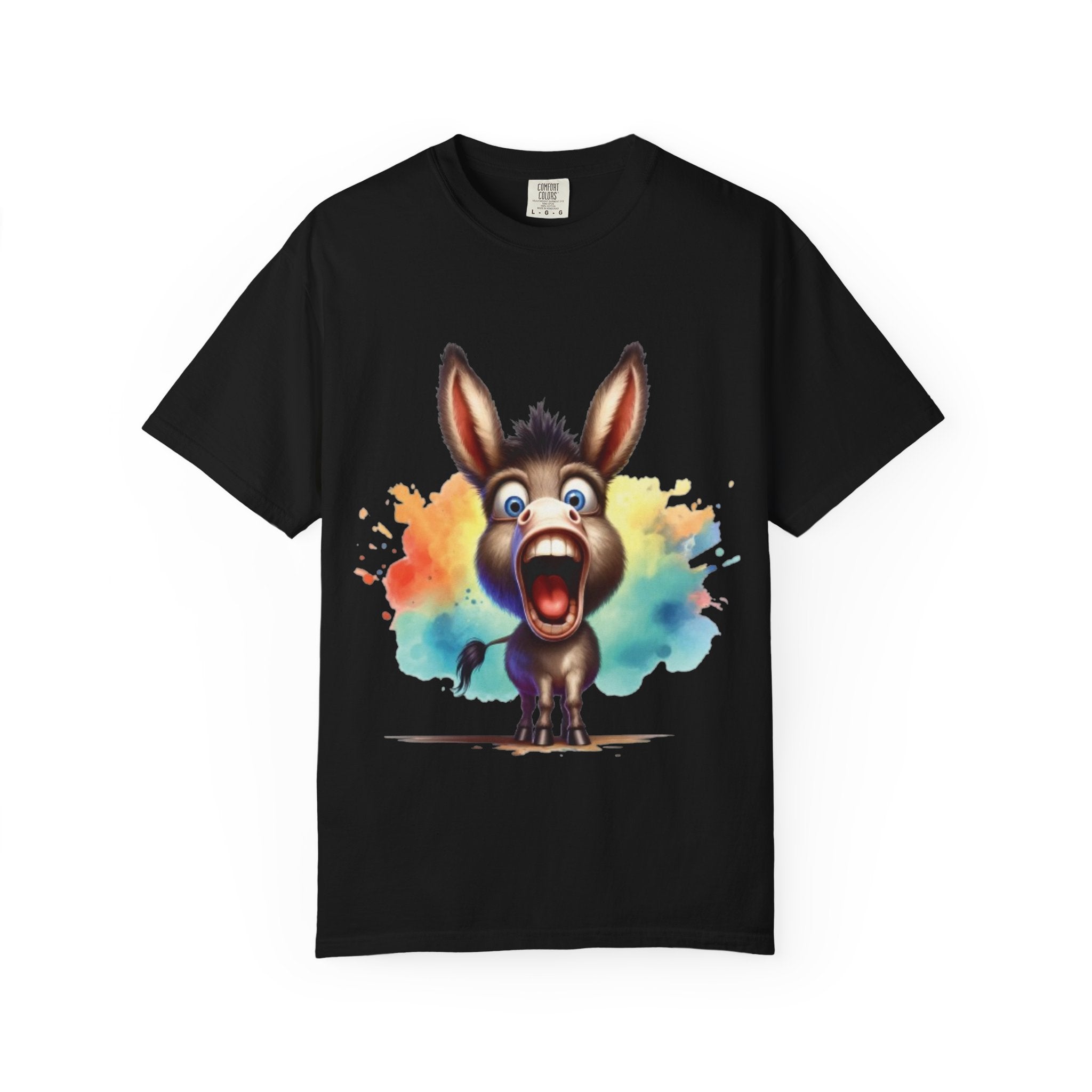 Donkey Cartoon T-Shirt | Funny Donkey Expression Tee | Color Splash Animal Art