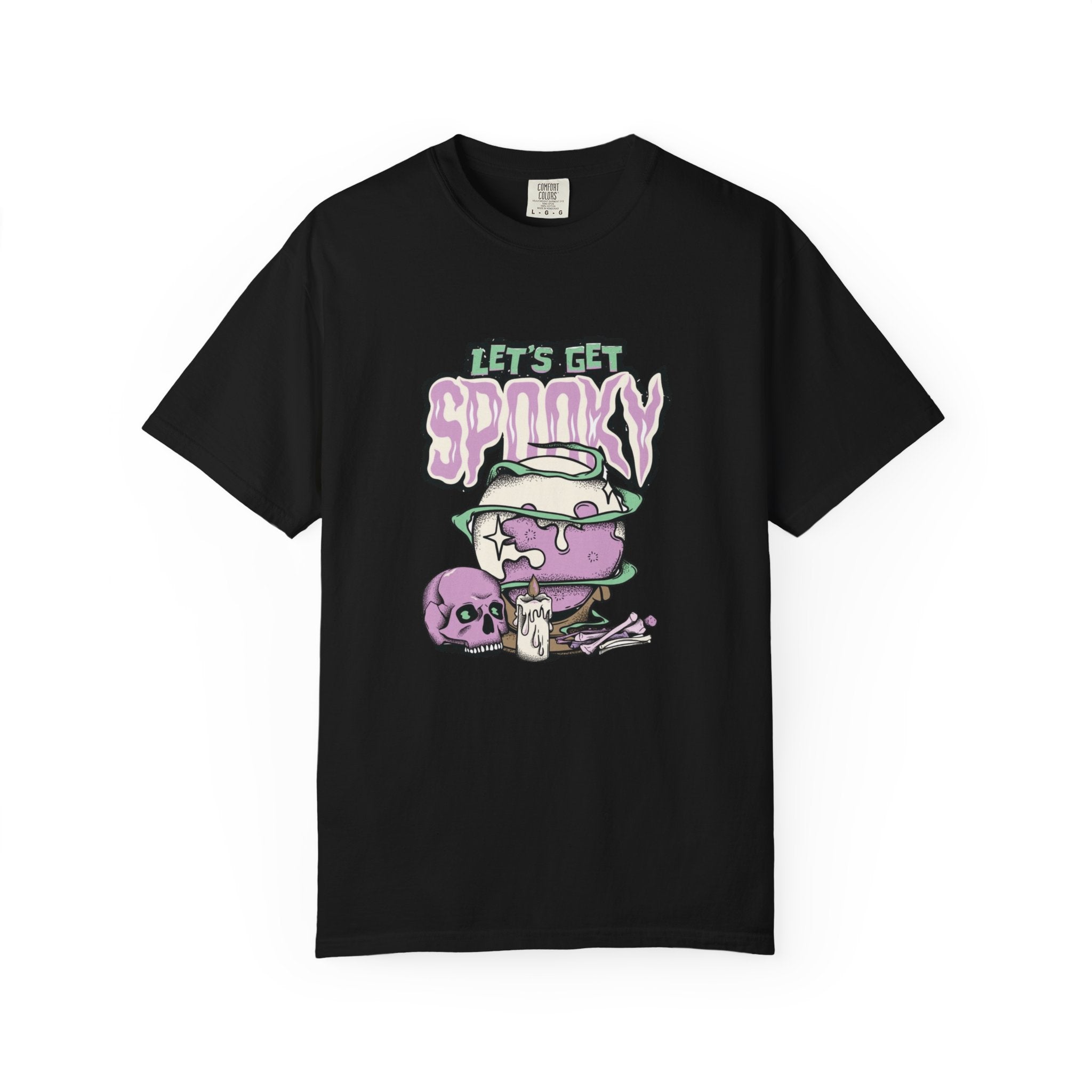 Let’s Get Spooky T-Shirt – Witchy Cauldron Skull Candle Design