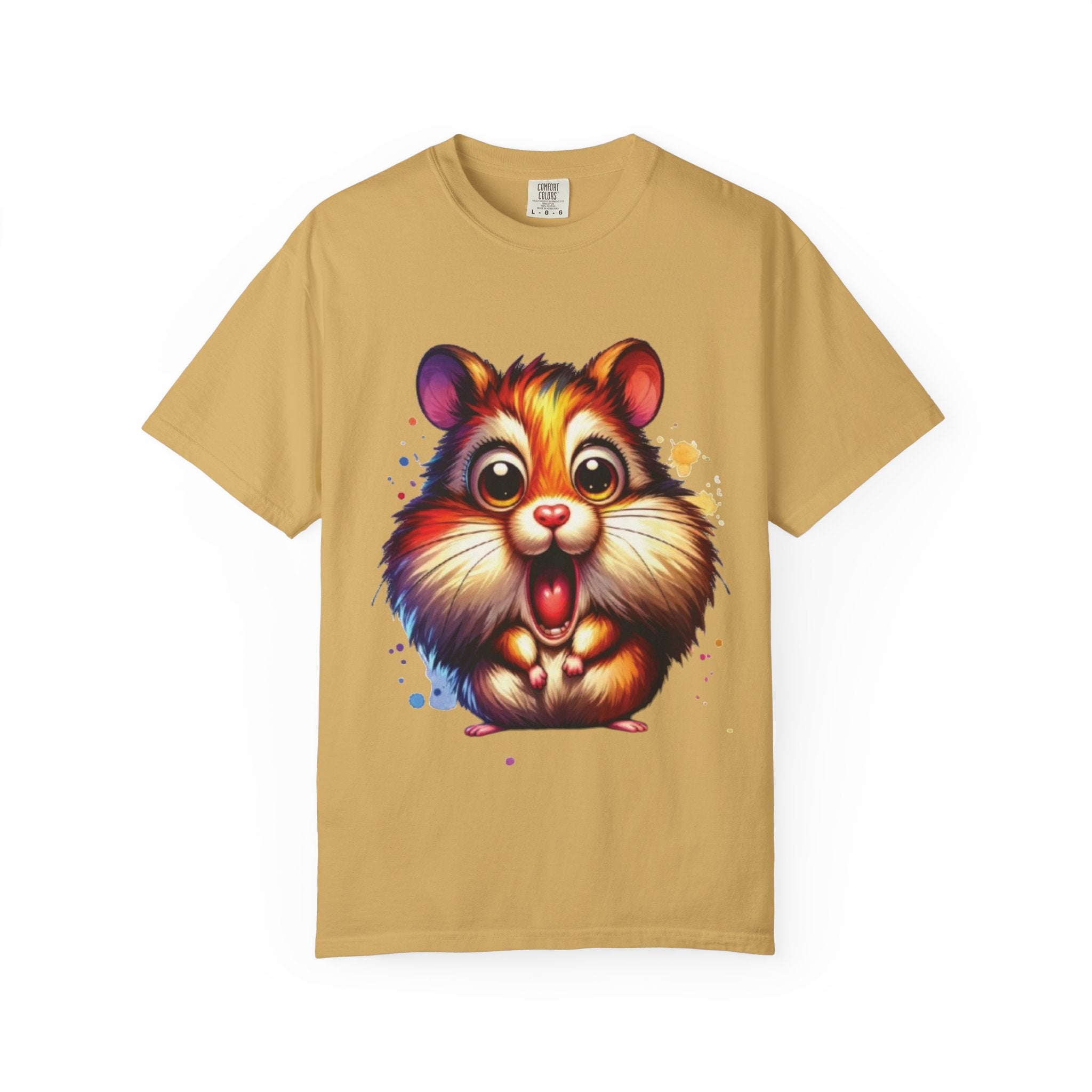 Adorable Shocked Hamster T-Shirt | Cute Cartoon Hamster Graphic | Color Splash Animal Tee