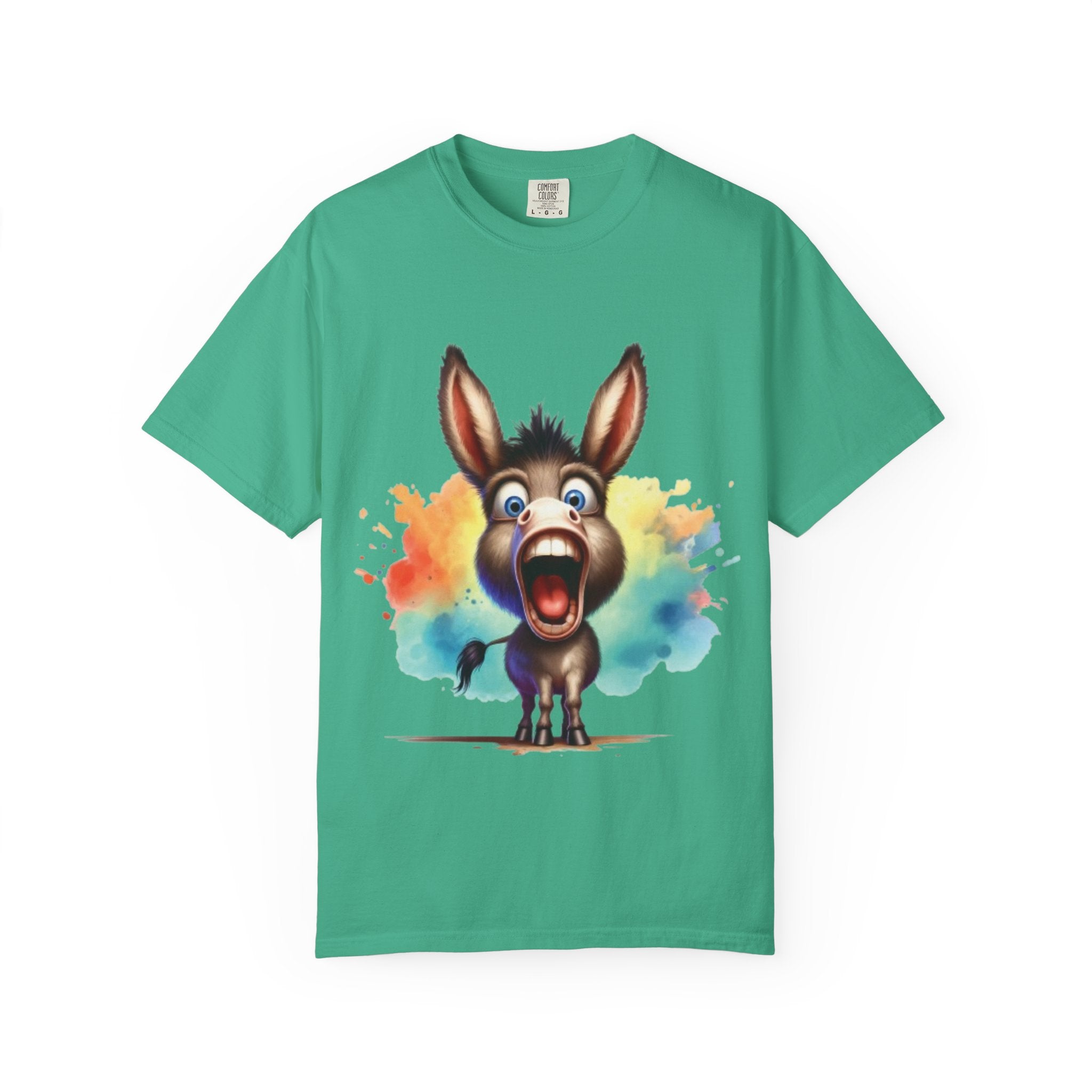 Donkey Cartoon T-Shirt | Funny Donkey Expression Tee | Color Splash Animal Art