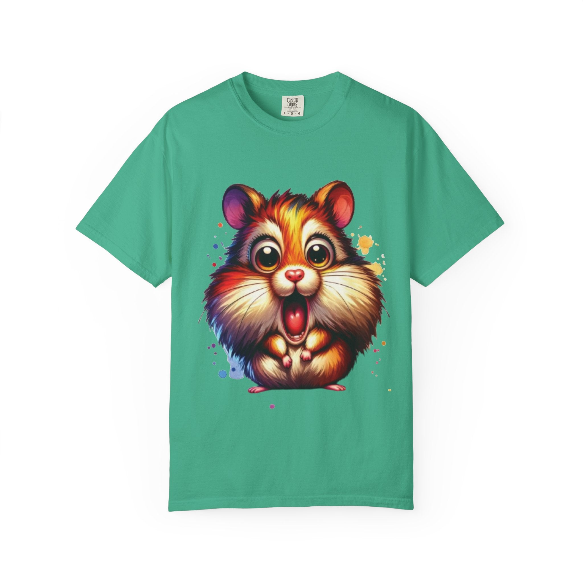 Adorable Shocked Hamster T-Shirt | Cute Cartoon Hamster Graphic | Color Splash Animal Tee