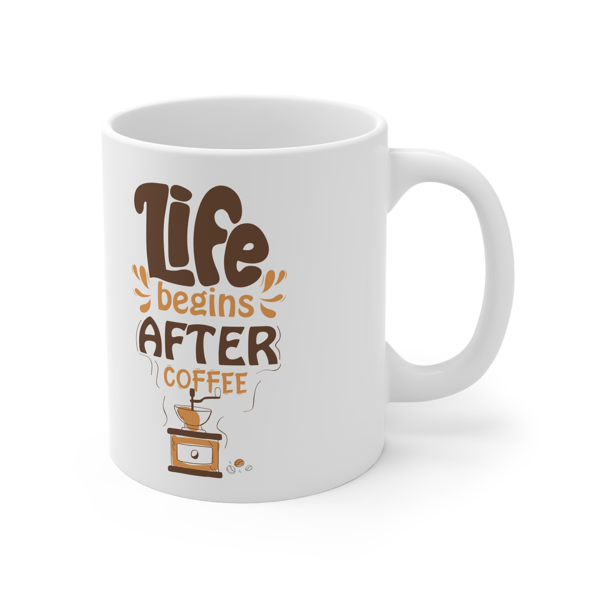 Life Begins After Coffee 11oz White Mug - Motivational Coffee Lover Gift