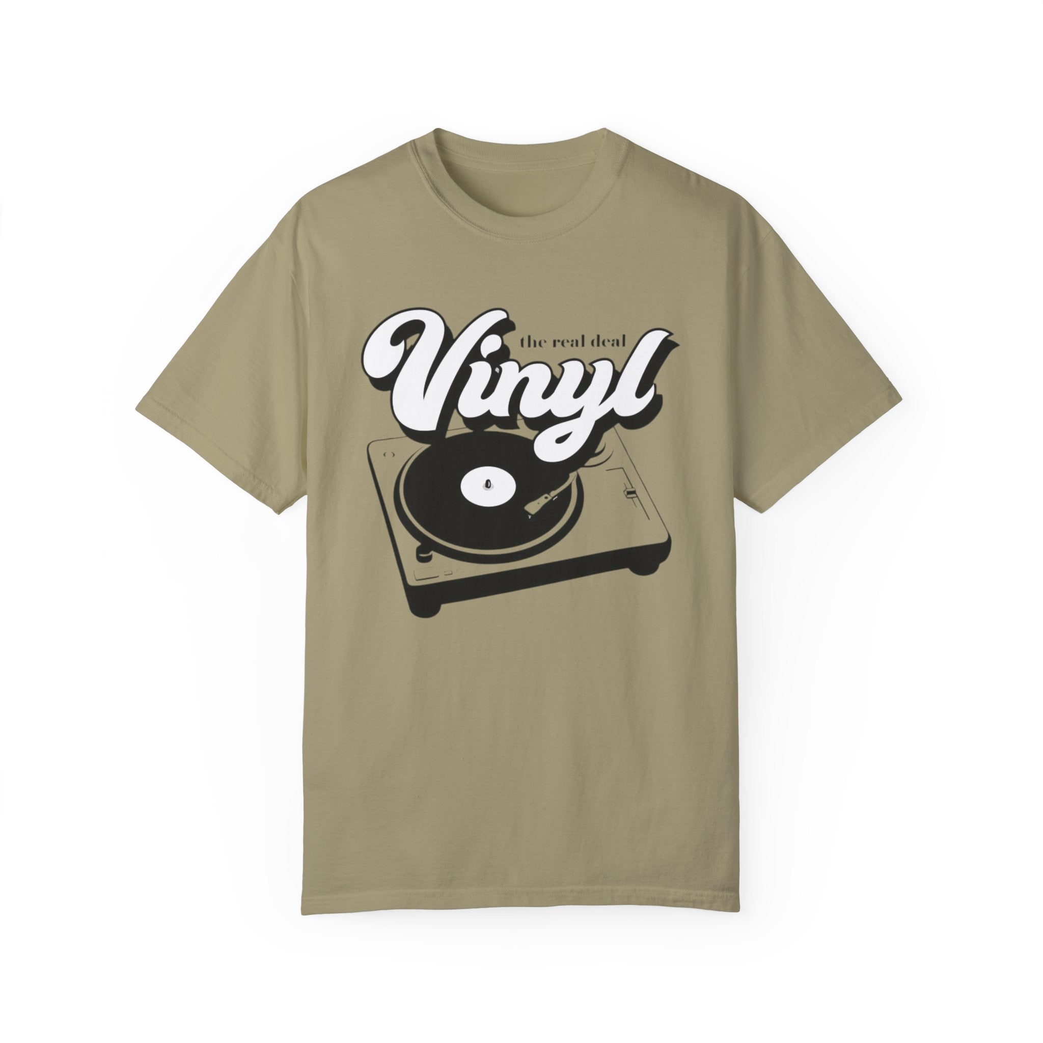 Vinyl Records - The Real Deal - Retro Record Player Turntable T-Shirt – Classic Music Tee for Vinyl Lovers