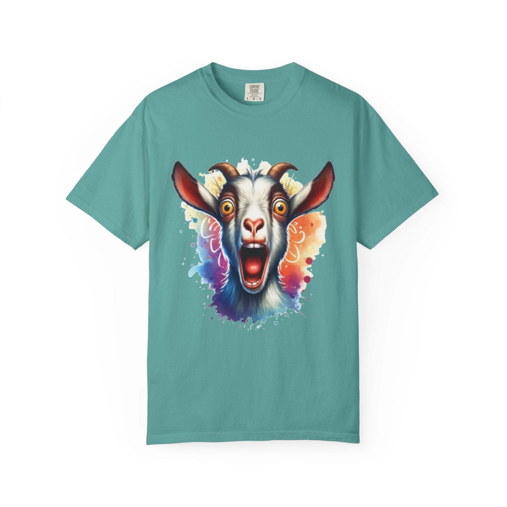 Crazy Goat Cartoon Design – Fun & Whimsical T-Shirt Graphic