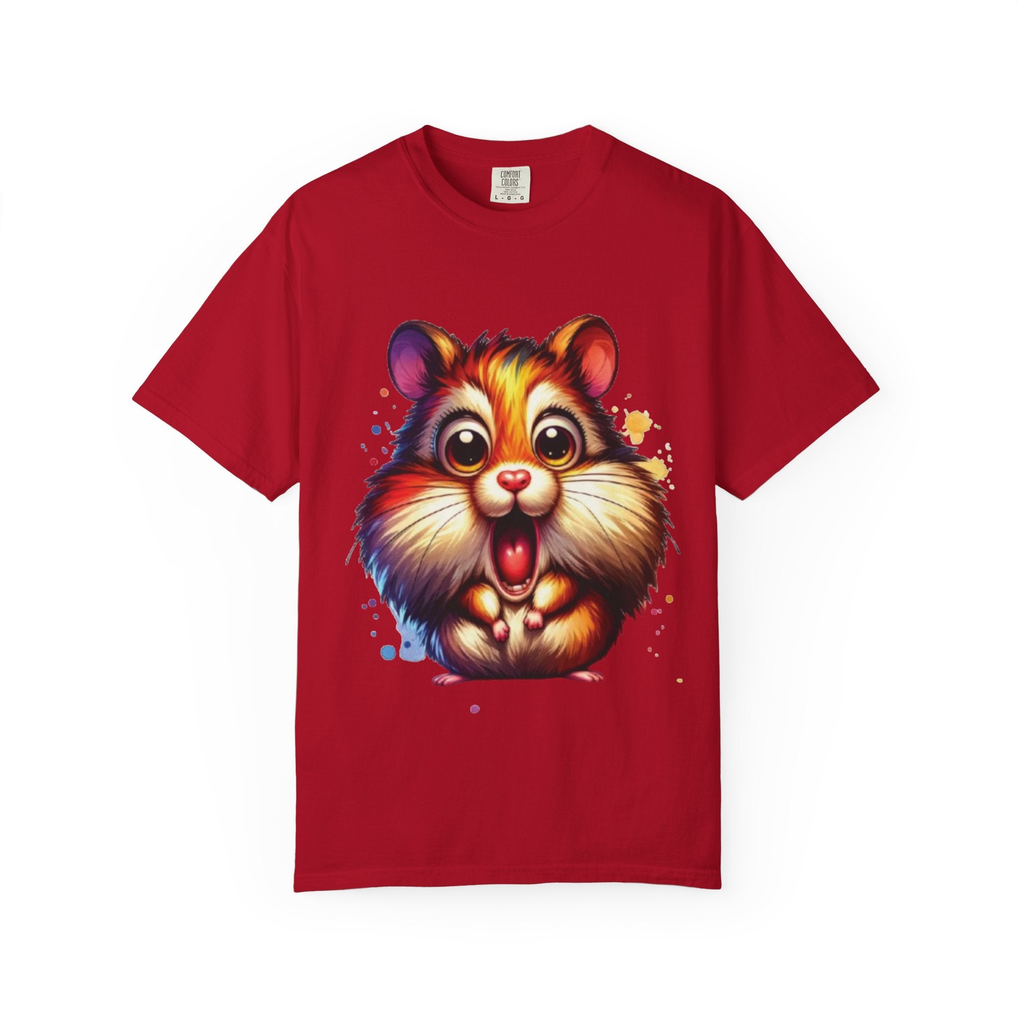 Adorable Shocked Hamster T-Shirt | Cute Cartoon Hamster Graphic | Color Splash Animal Tee