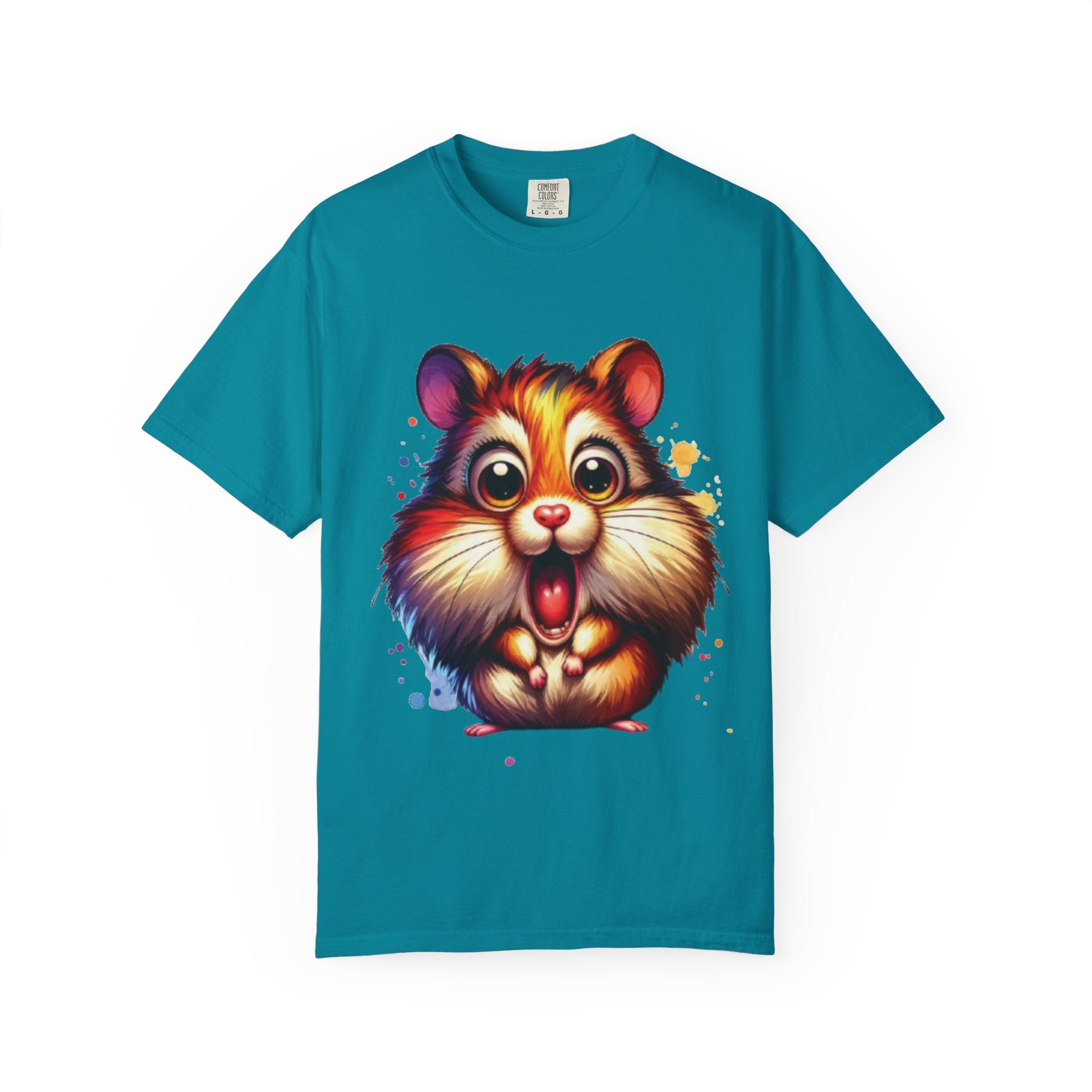 Adorable Shocked Hamster T-Shirt | Cute Cartoon Hamster Graphic | Color Splash Animal Tee