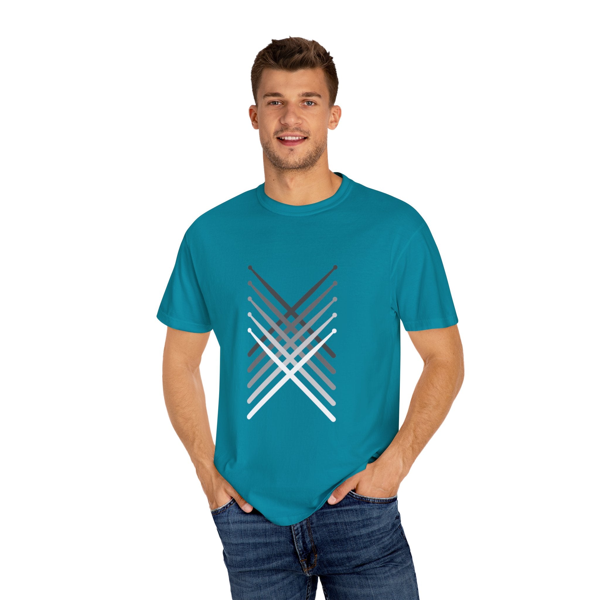 Retro Fading Percussion Drum Sticks T-Shirt – Marching Band Music Tee