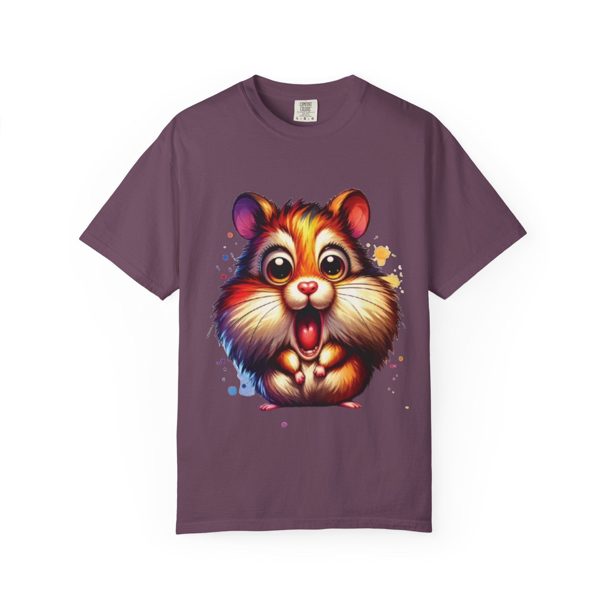 Adorable Shocked Hamster T-Shirt | Cute Cartoon Hamster Graphic | Color Splash Animal Tee