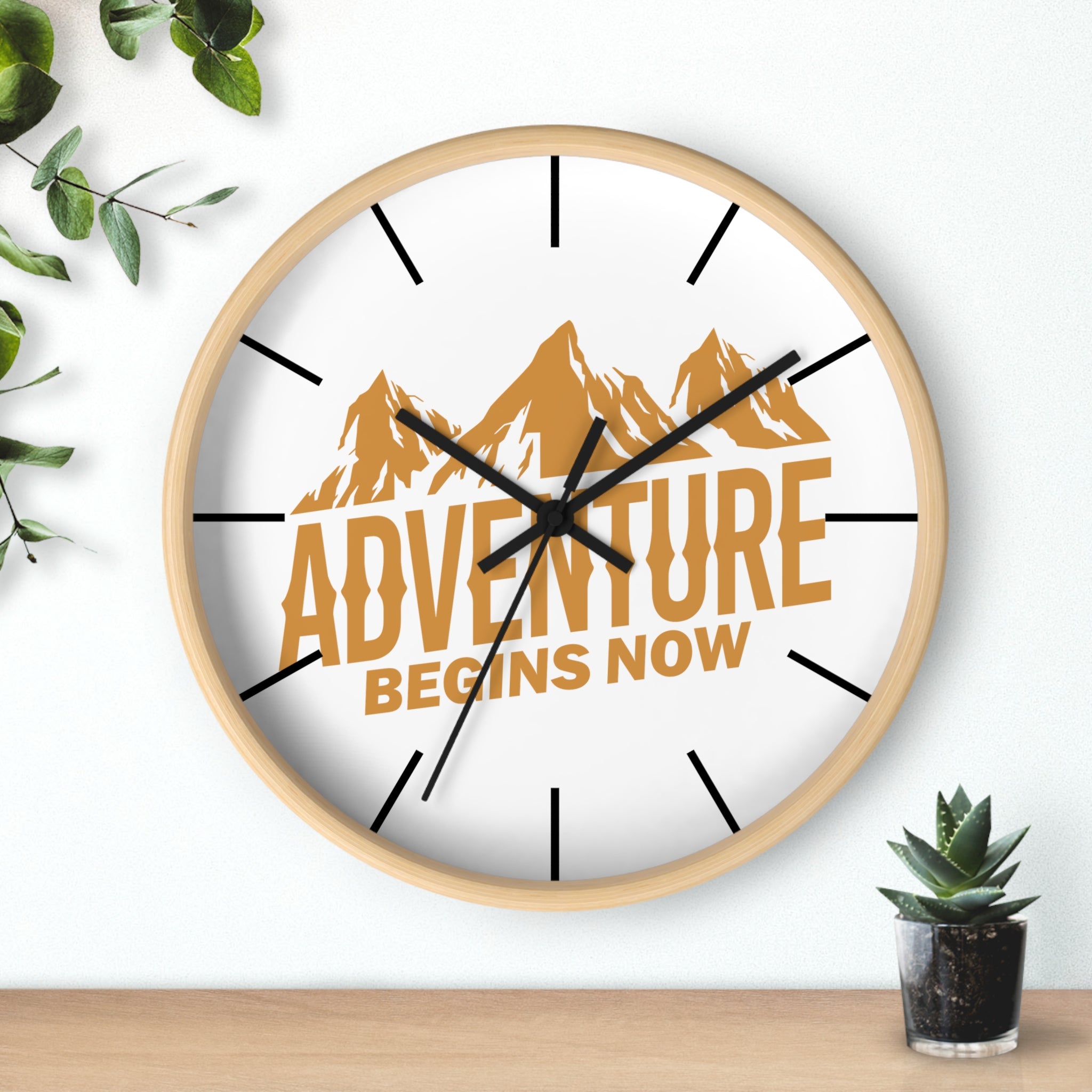 Adventure Begins Now Wall Clock - Inspirational Home Decor for Adventure Lovers