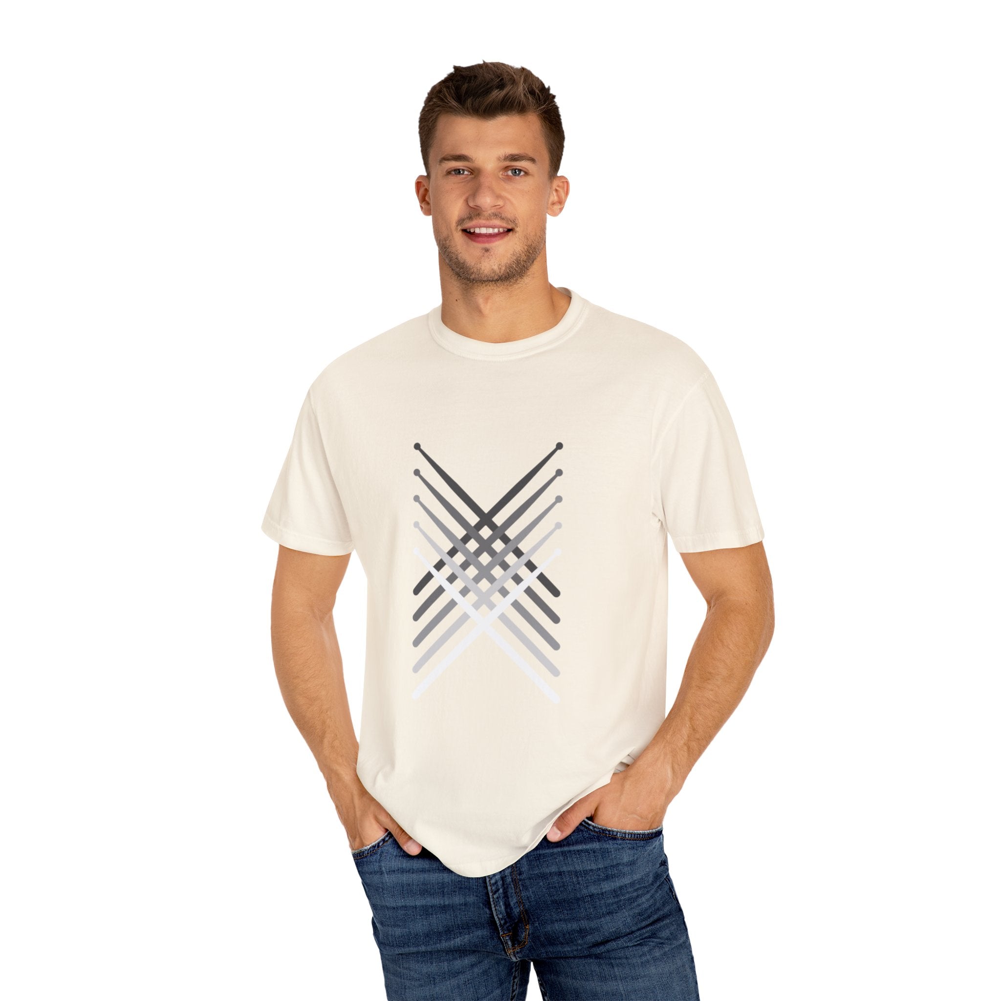 Retro Fading Percussion Drum Sticks T-Shirt – Marching Band Music Tee