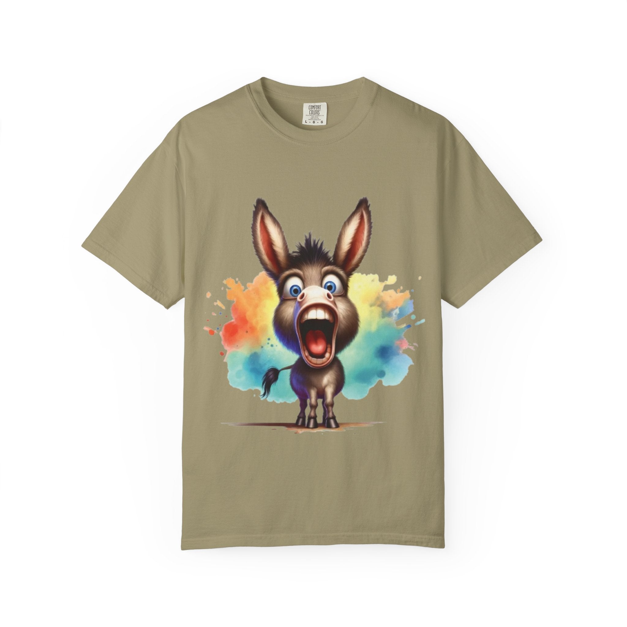 Donkey Cartoon T-Shirt | Funny Donkey Expression Tee | Color Splash Animal Art