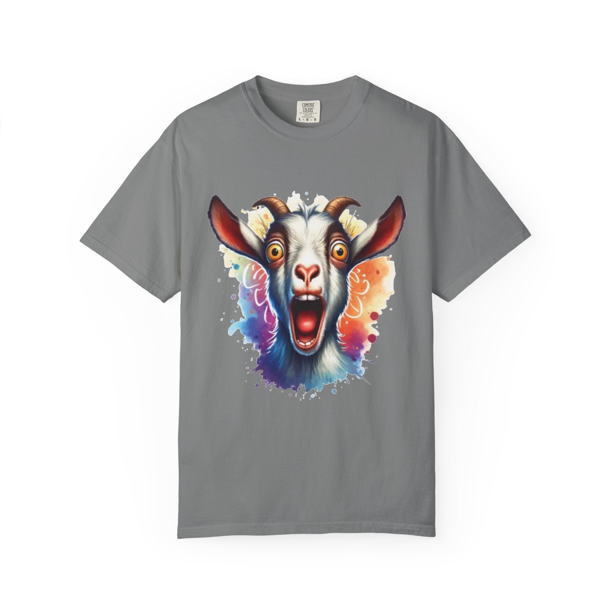 Crazy Goat Cartoon Design – Fun & Whimsical T-Shirt Graphic