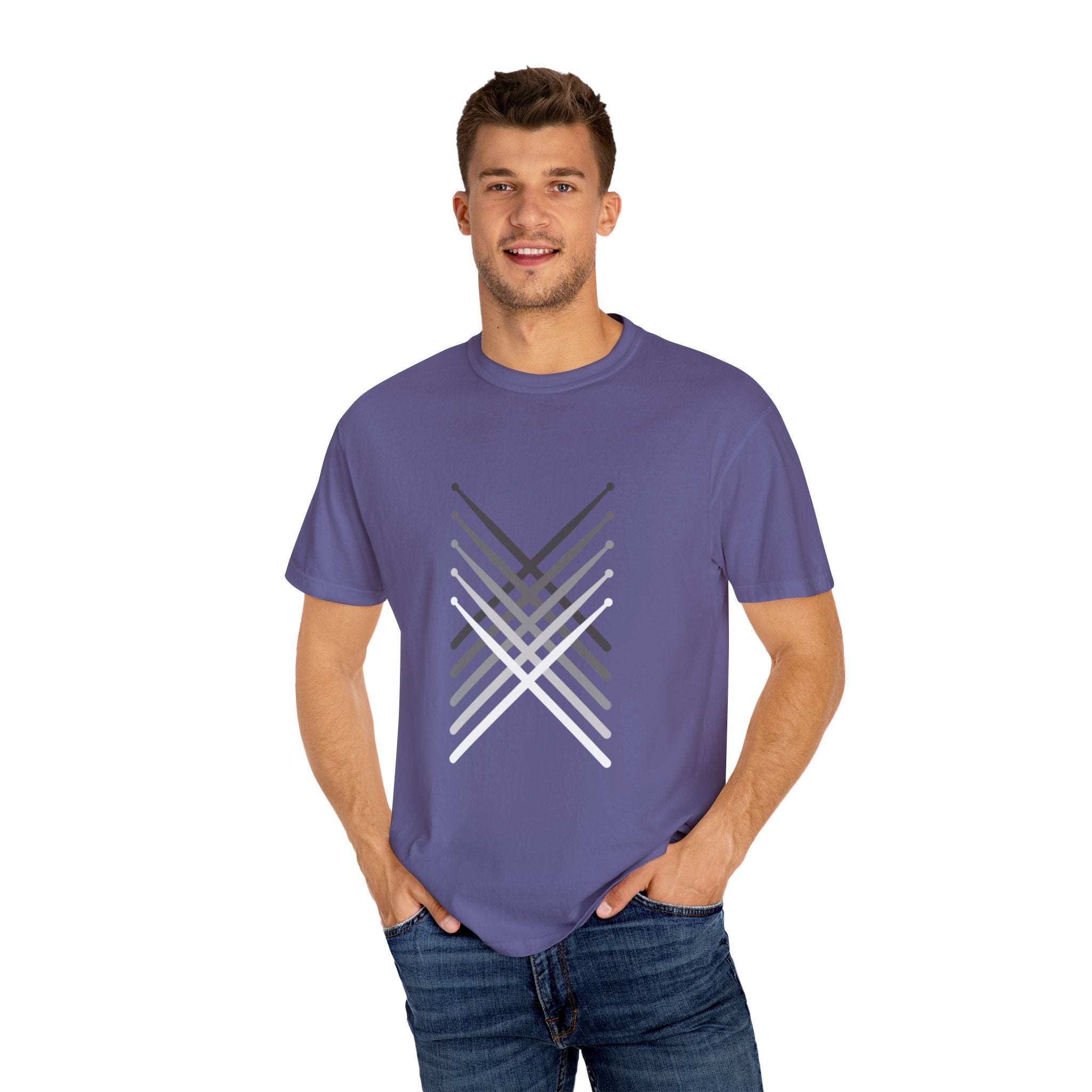 Retro Fading Percussion Drum Sticks T-Shirt – Marching Band Music Tee