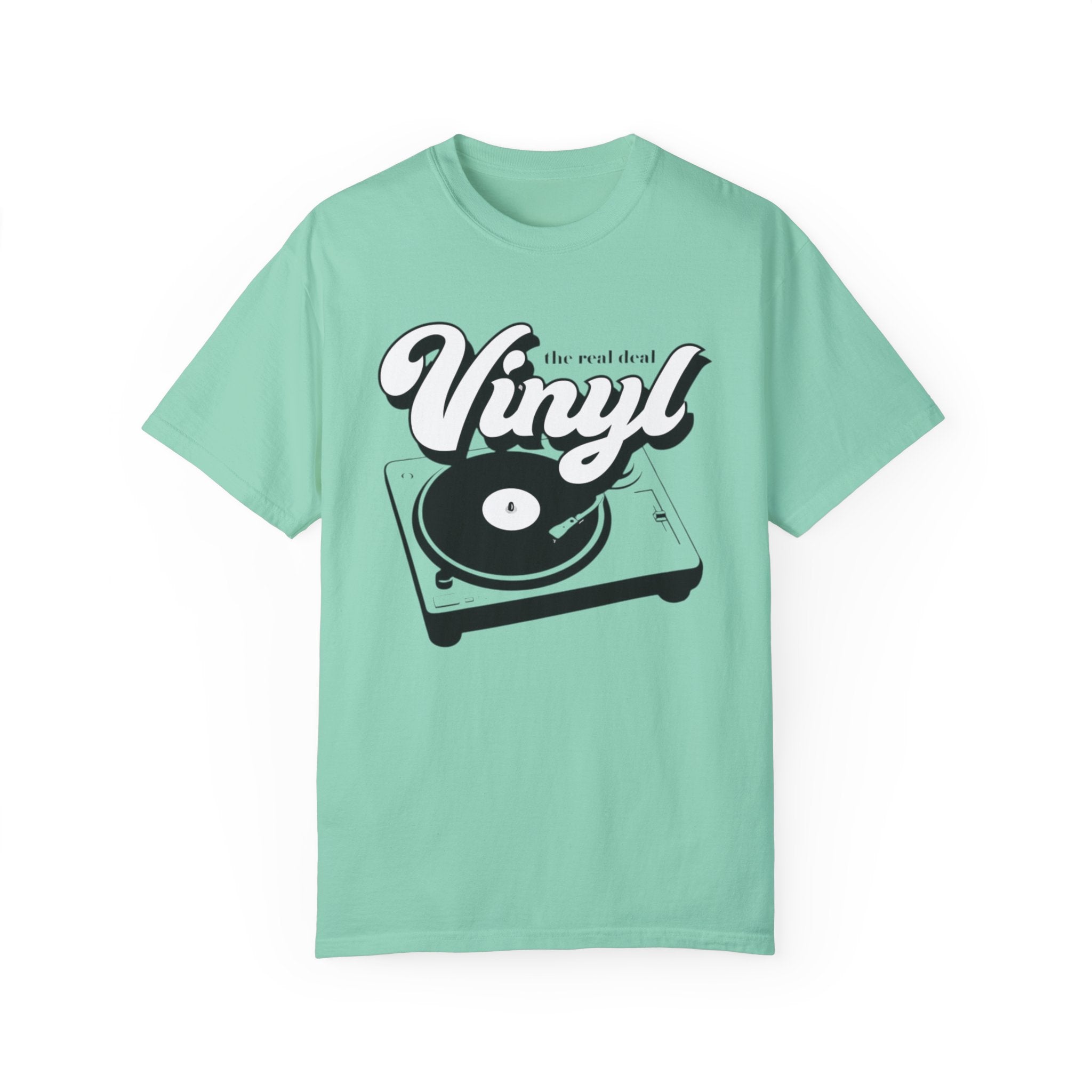Vinyl Records - The Real Deal - Retro Record Player Turntable T-Shirt – Classic Music Tee for Vinyl Lovers