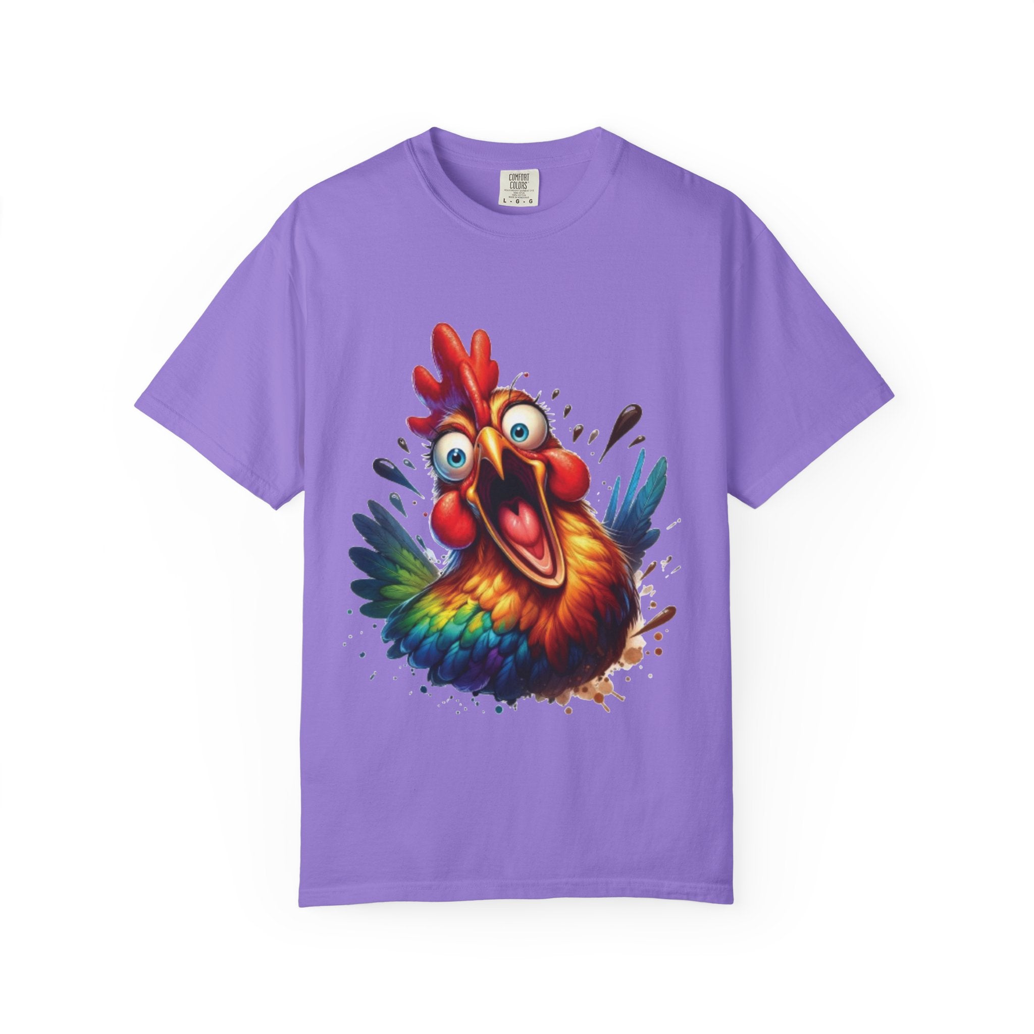 Hilarious Screaming Chicken – Chaotic Poultry Panic Meme T-Shirt