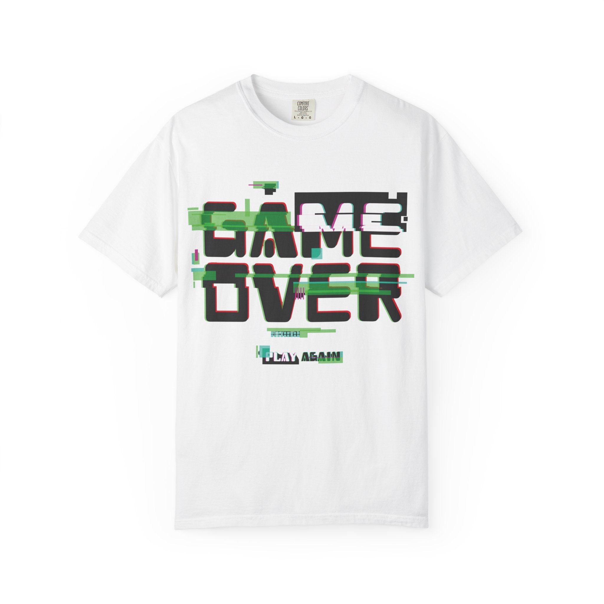 Game Over T-Shirt | Retro Gaming Graphic Tee with Digital Glitch Art