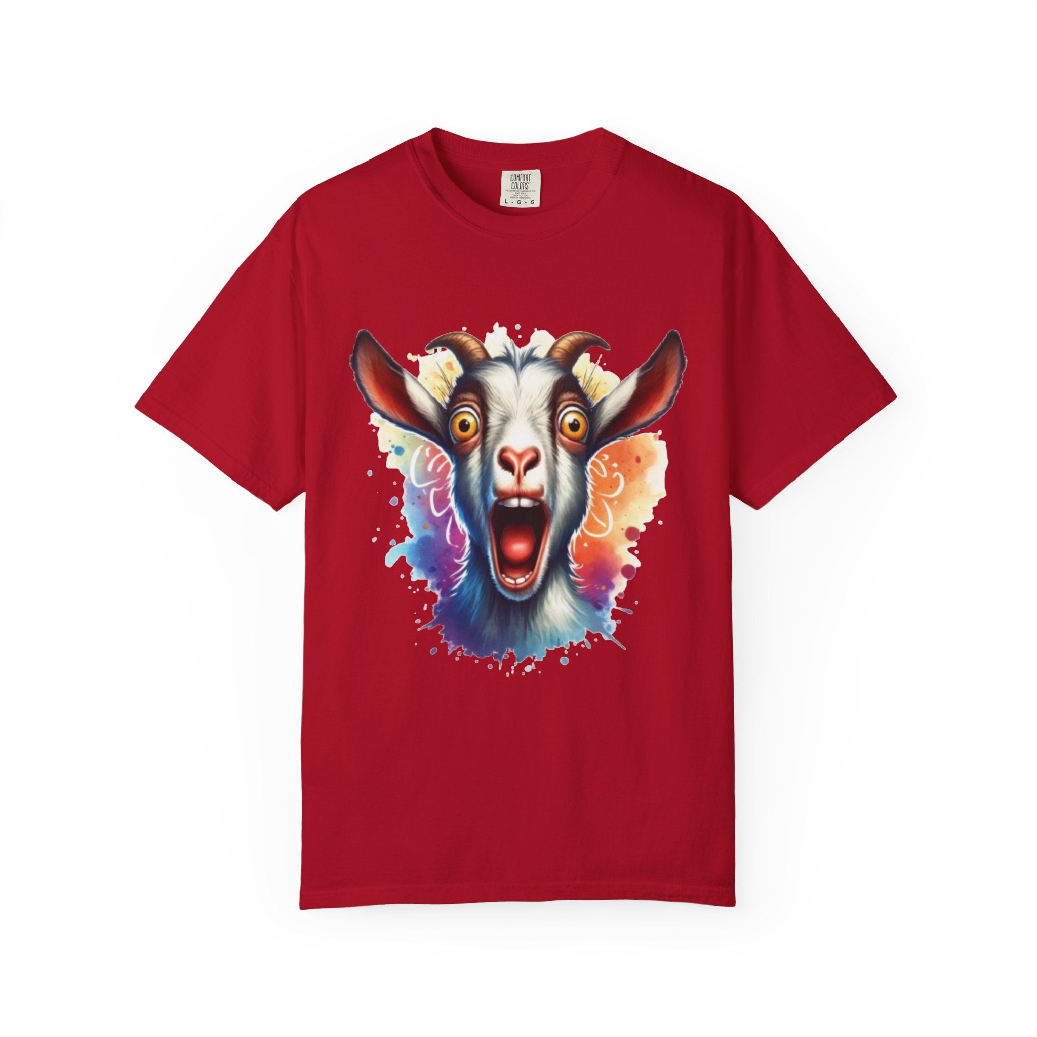 Crazy Goat Cartoon Design – Fun & Whimsical T-Shirt Graphic