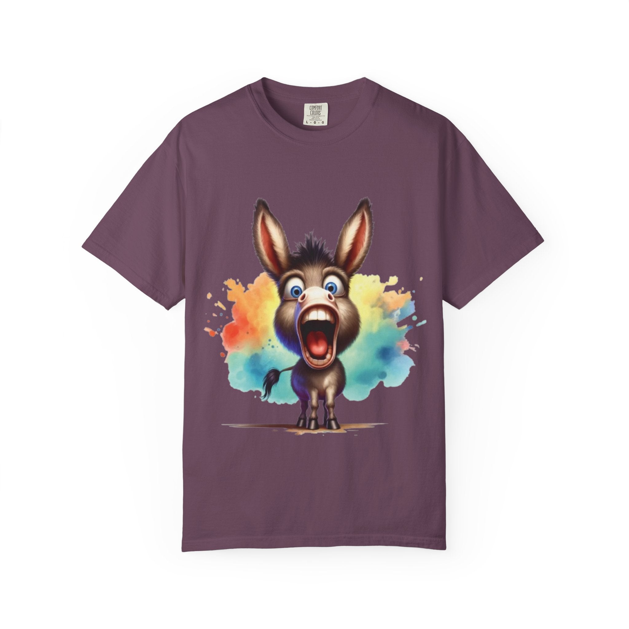 Donkey Cartoon T-Shirt | Funny Donkey Expression Tee | Color Splash Animal Art