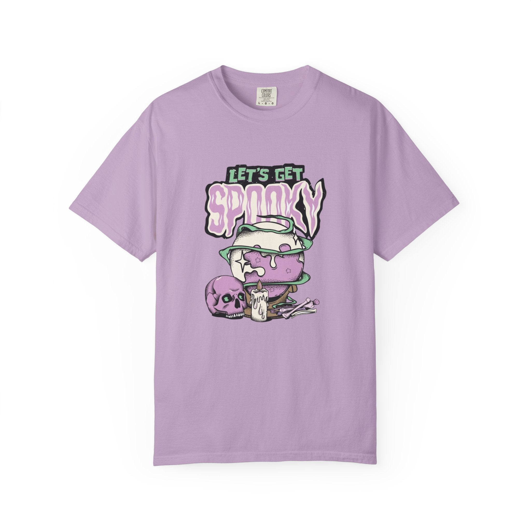 Let’s Get Spooky T-Shirt – Witchy Cauldron Skull Candle Design