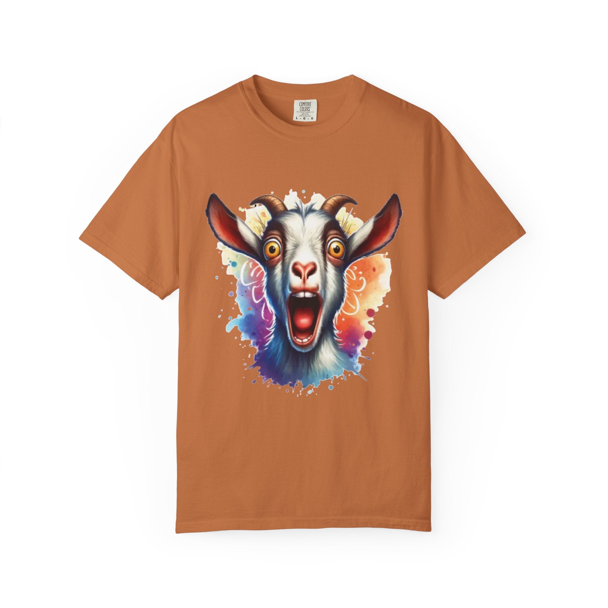 Crazy Goat Cartoon Design – Fun & Whimsical T-Shirt Graphic