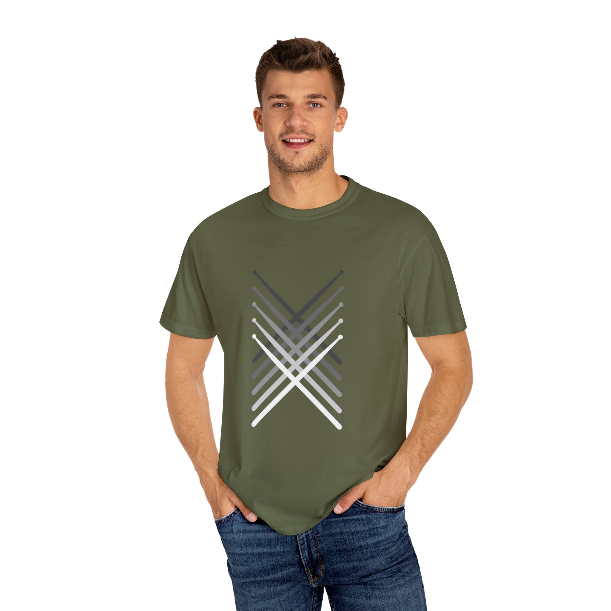 Retro Fading Percussion Drum Sticks T-Shirt – Marching Band Music Tee