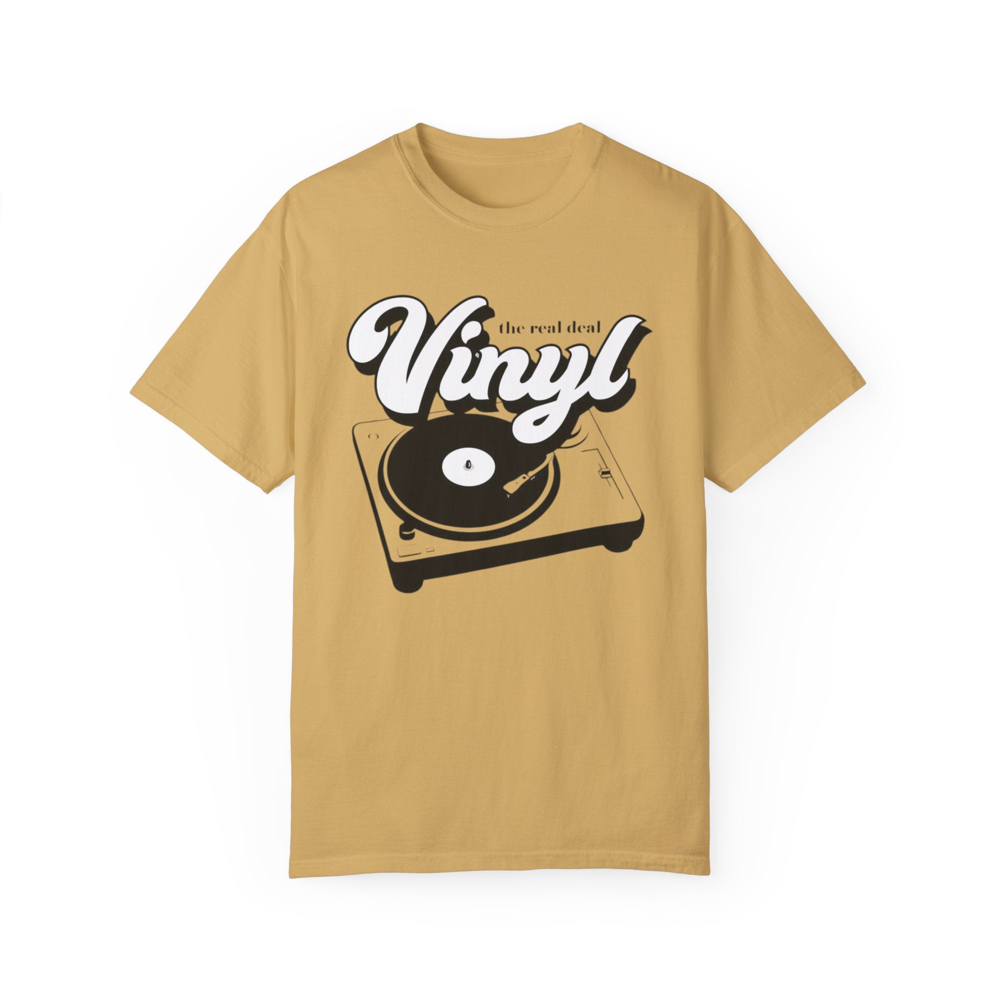 Vinyl Records - The Real Deal - Retro Record Player Turntable T-Shirt – Classic Music Tee for Vinyl Lovers