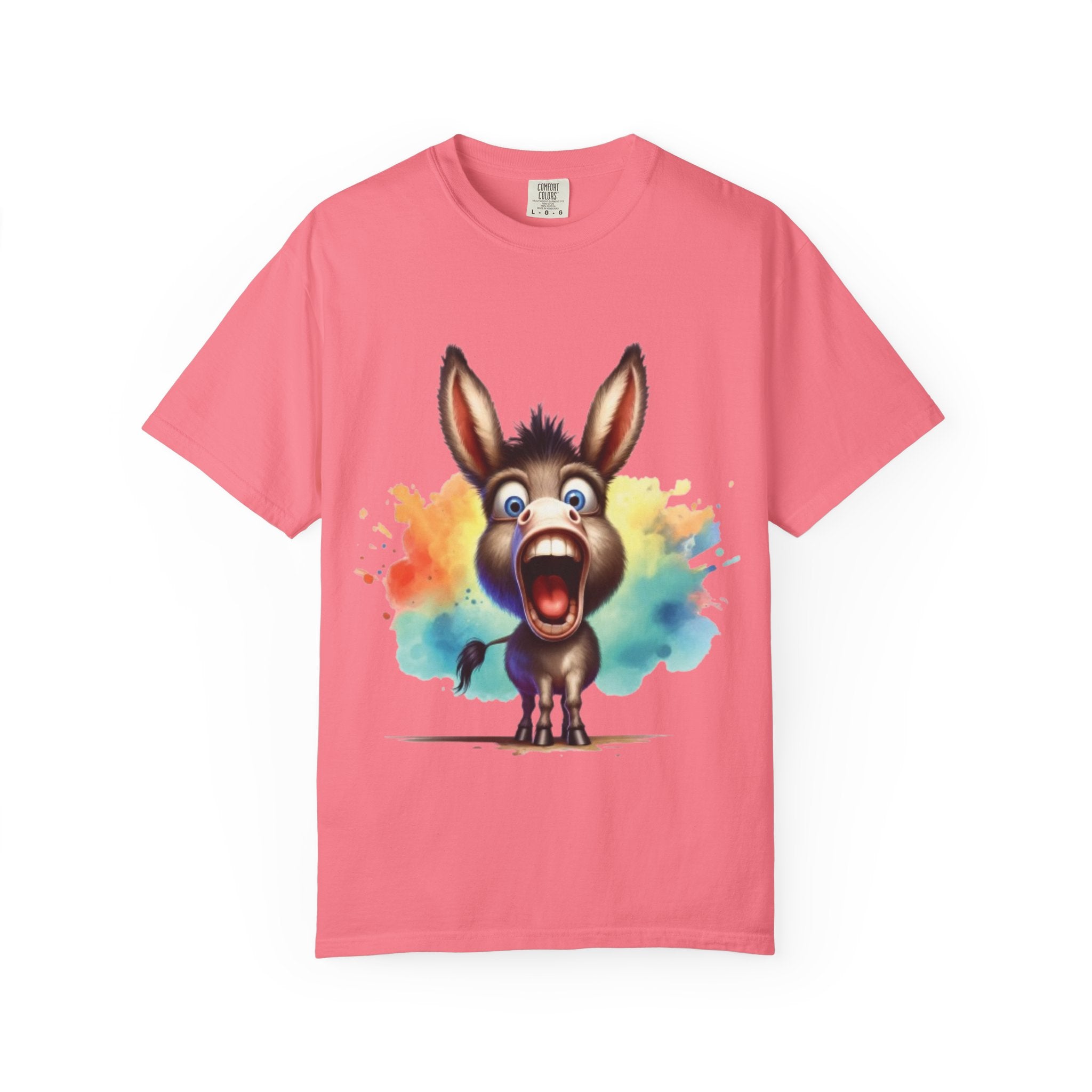 Donkey Cartoon T-Shirt | Funny Donkey Expression Tee | Color Splash Animal Art