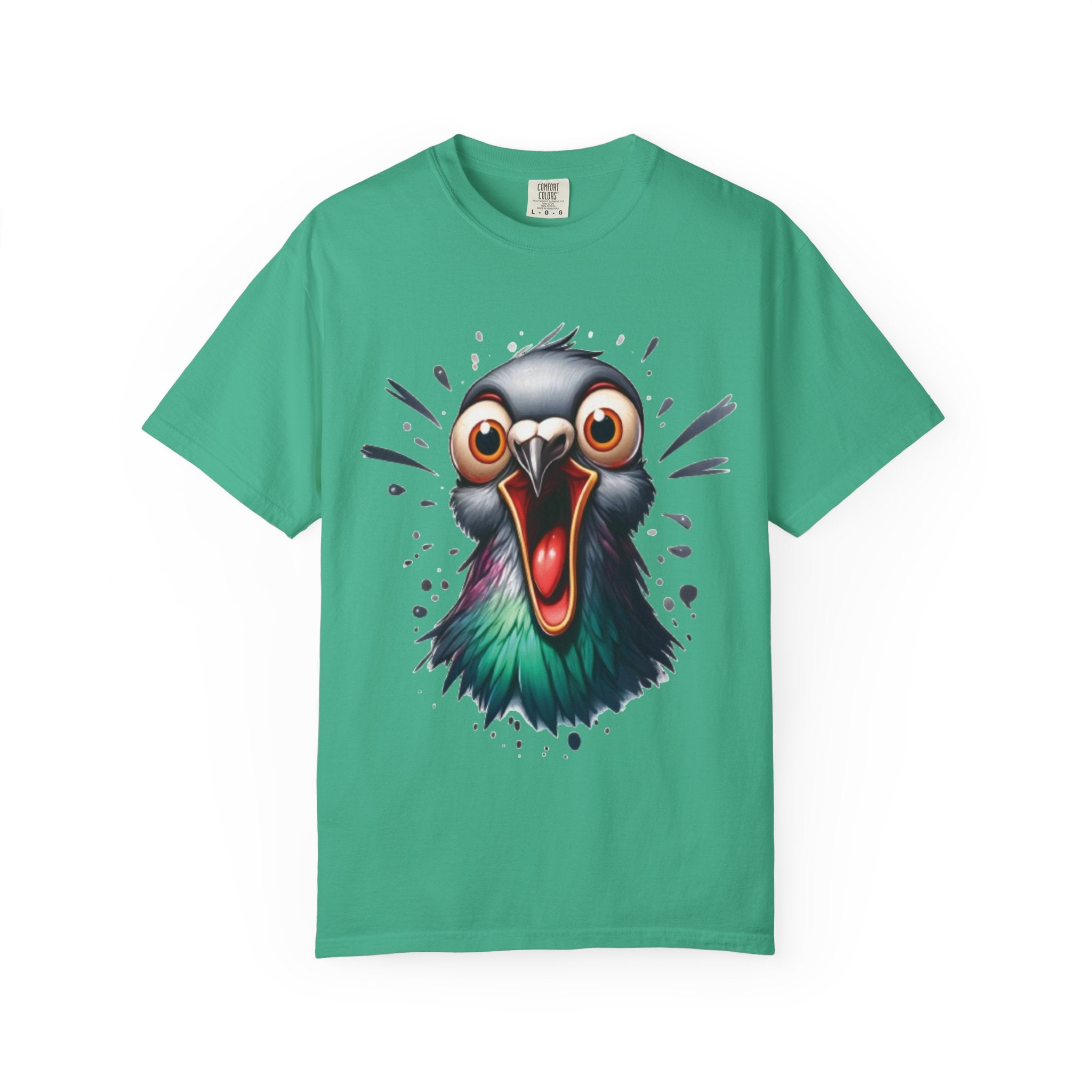 Funny Shocked Pigeon – Urban Chaos Bird Meme T-Shirt