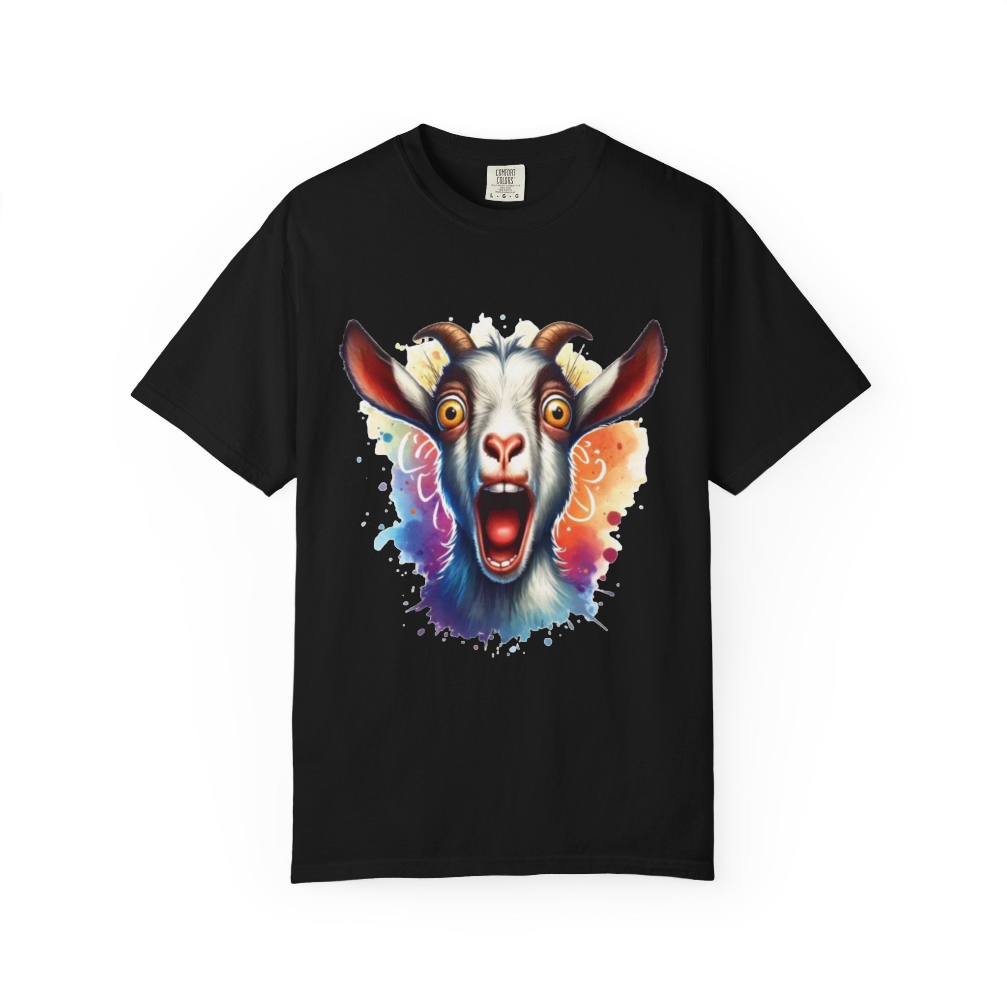 Crazy Goat Cartoon Design – Fun & Whimsical T-Shirt Graphic