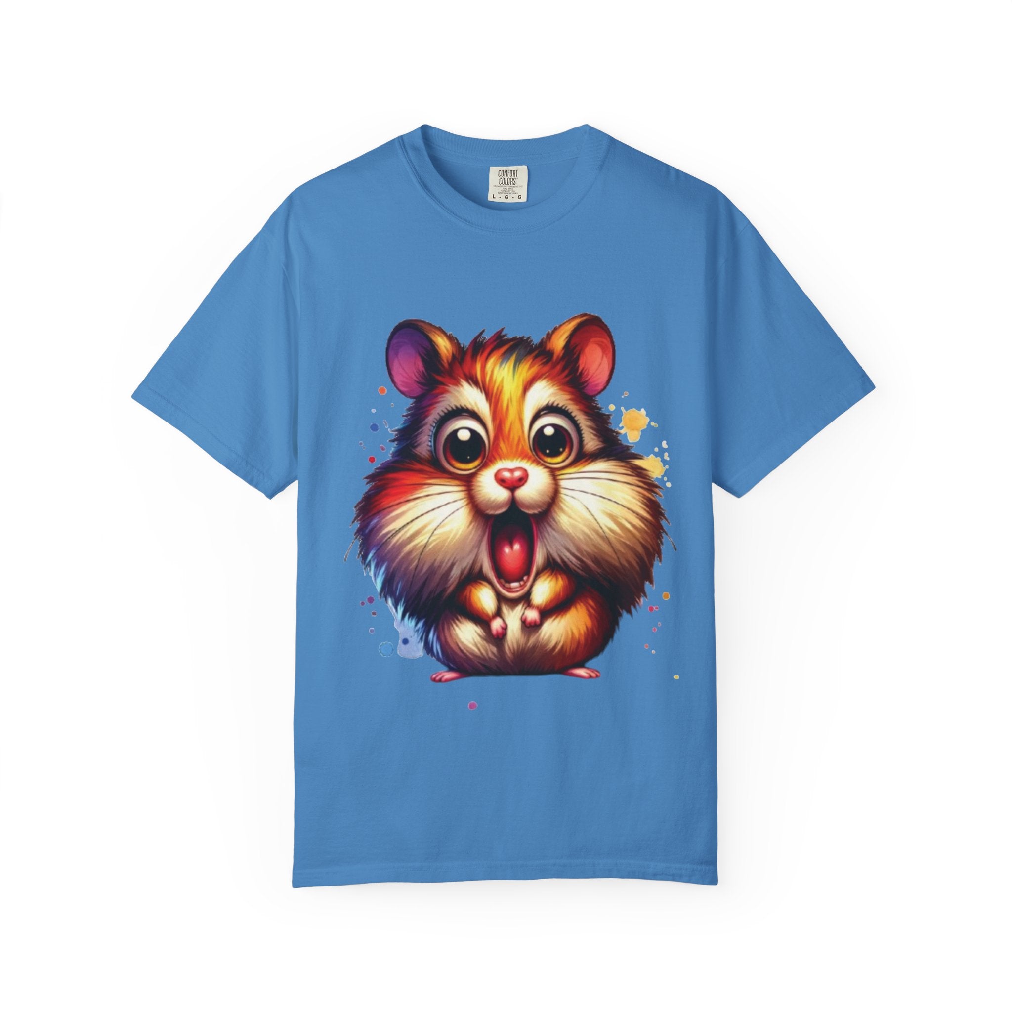 Adorable Shocked Hamster T-Shirt | Cute Cartoon Hamster Graphic | Color Splash Animal Tee