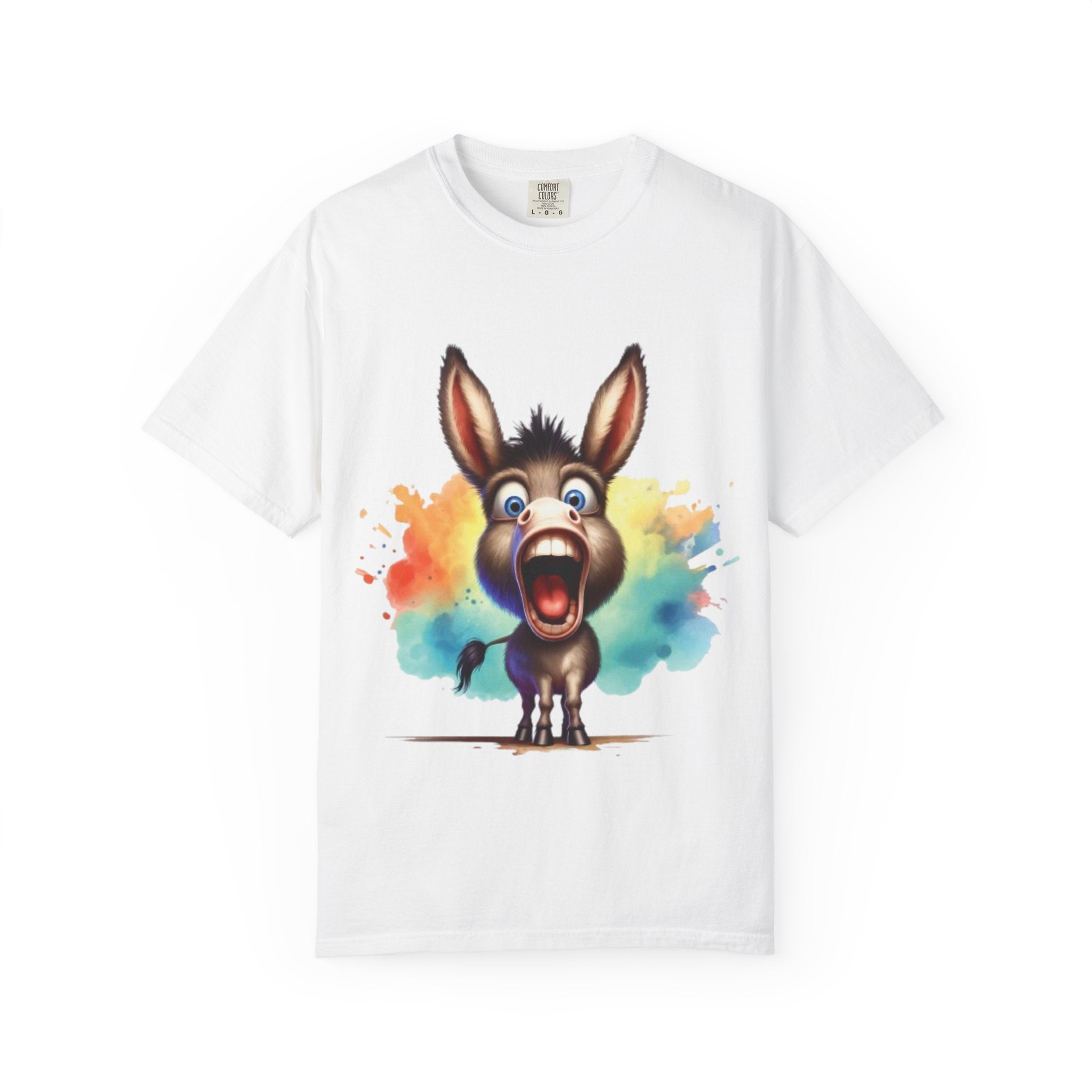 Donkey Cartoon T-Shirt | Funny Donkey Expression Tee | Color Splash Animal Art
