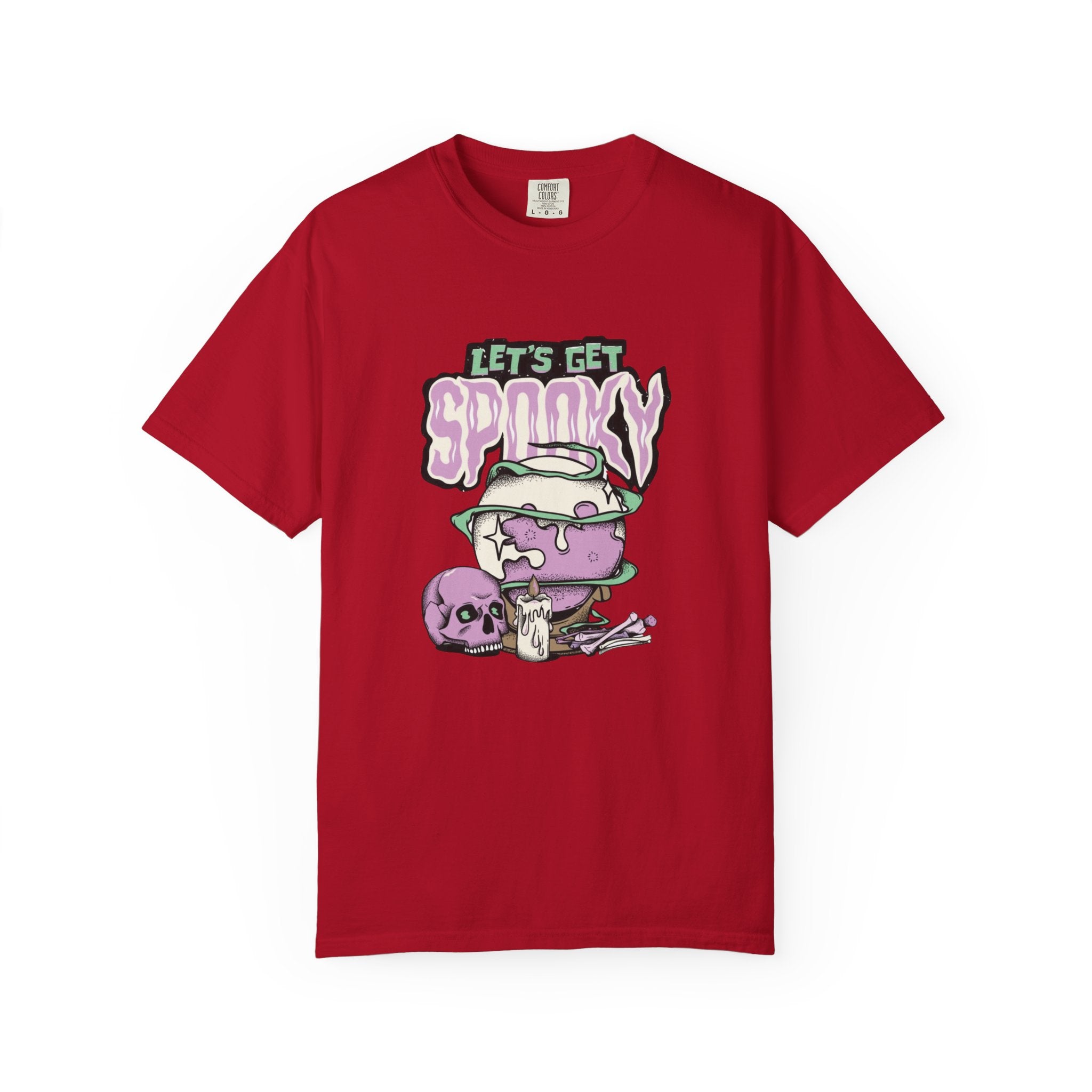 Let’s Get Spooky T-Shirt – Witchy Cauldron Skull Candle Design