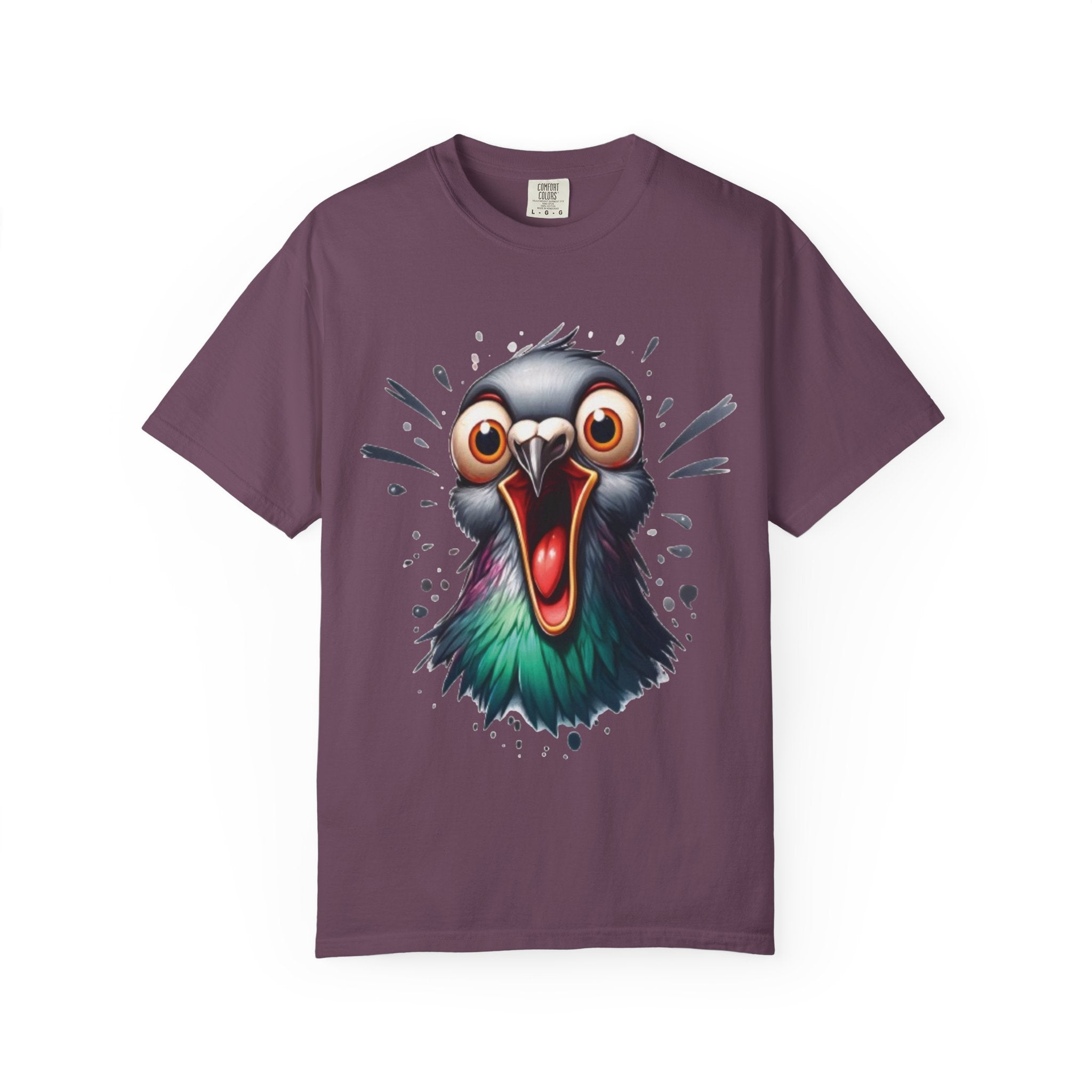 Funny Shocked Pigeon – Urban Chaos Bird Meme T-Shirt