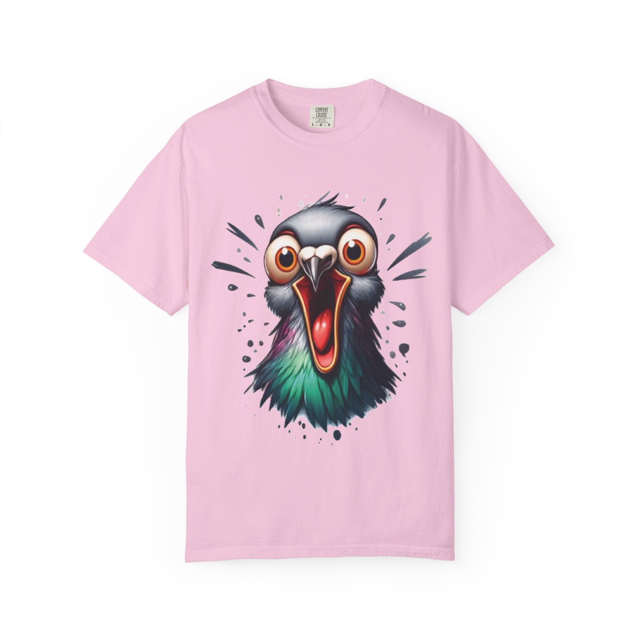 Funny Shocked Pigeon – Urban Chaos Bird Meme T-Shirt