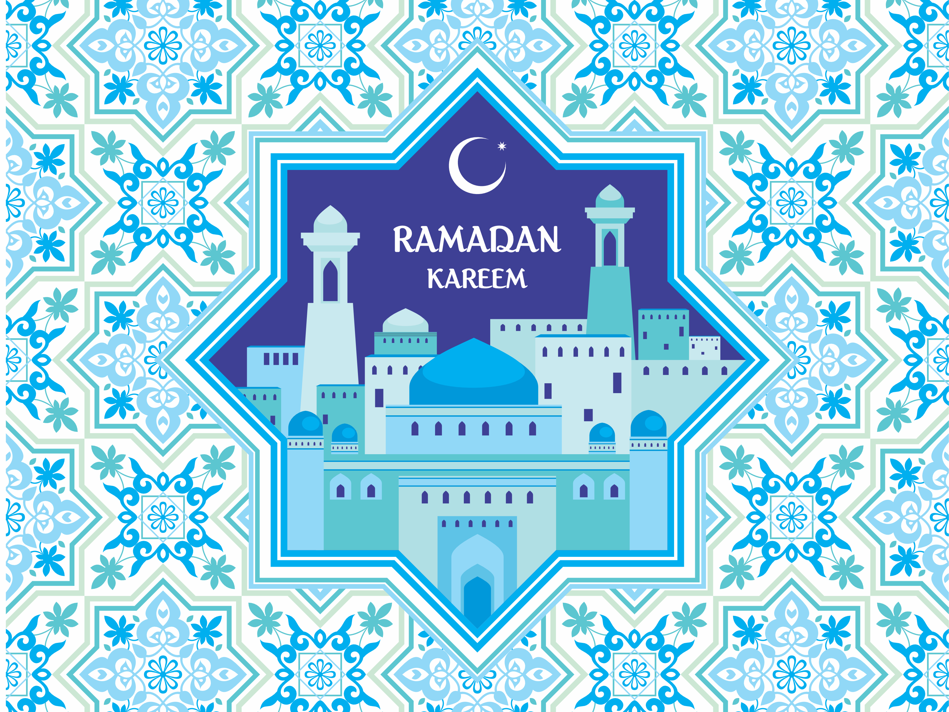 Ramadan Kareem Ceramic Tile – Blue Theme Luxury Islamic Home Décor